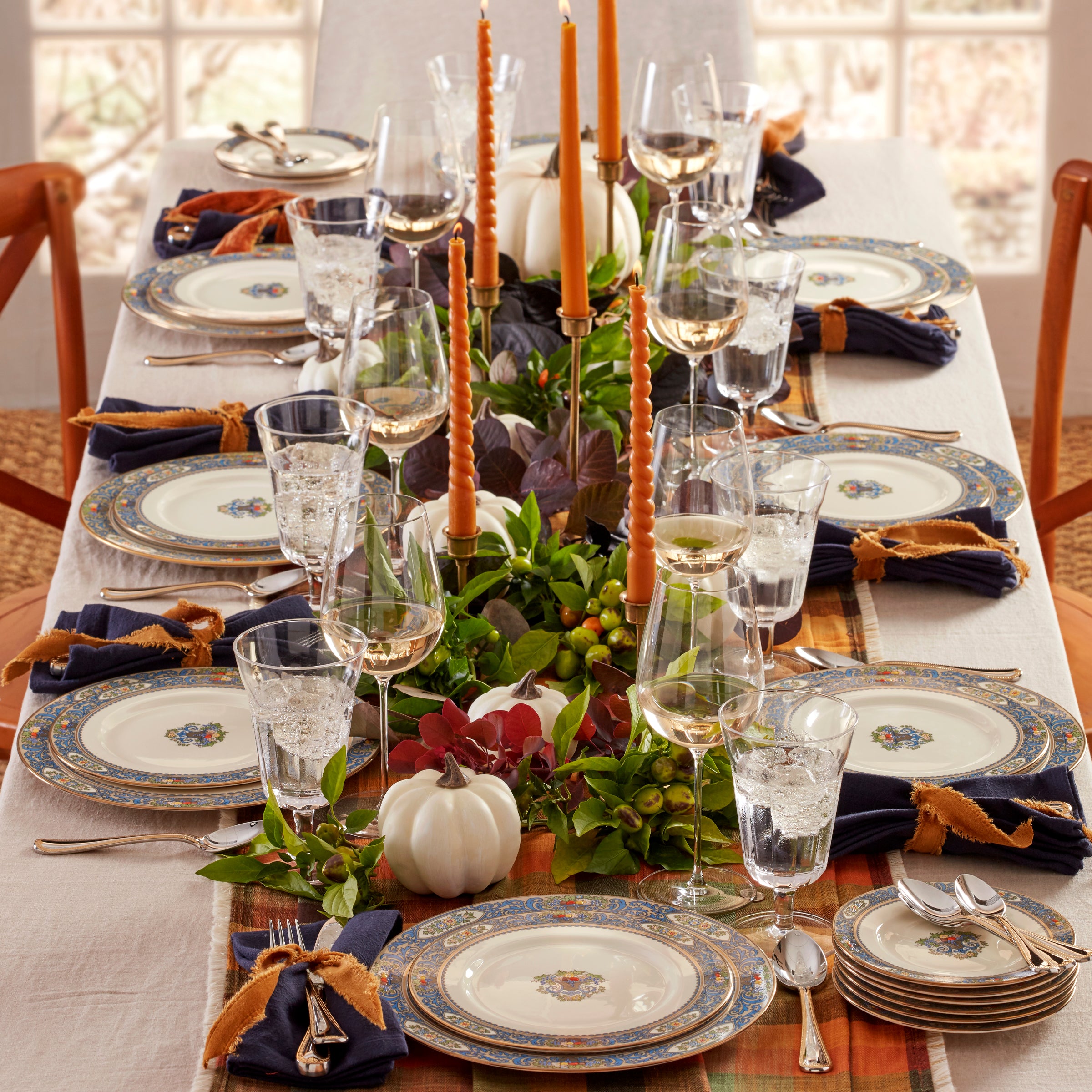 Autumn Porcelain Dinner Plate with 24k Gold Accents