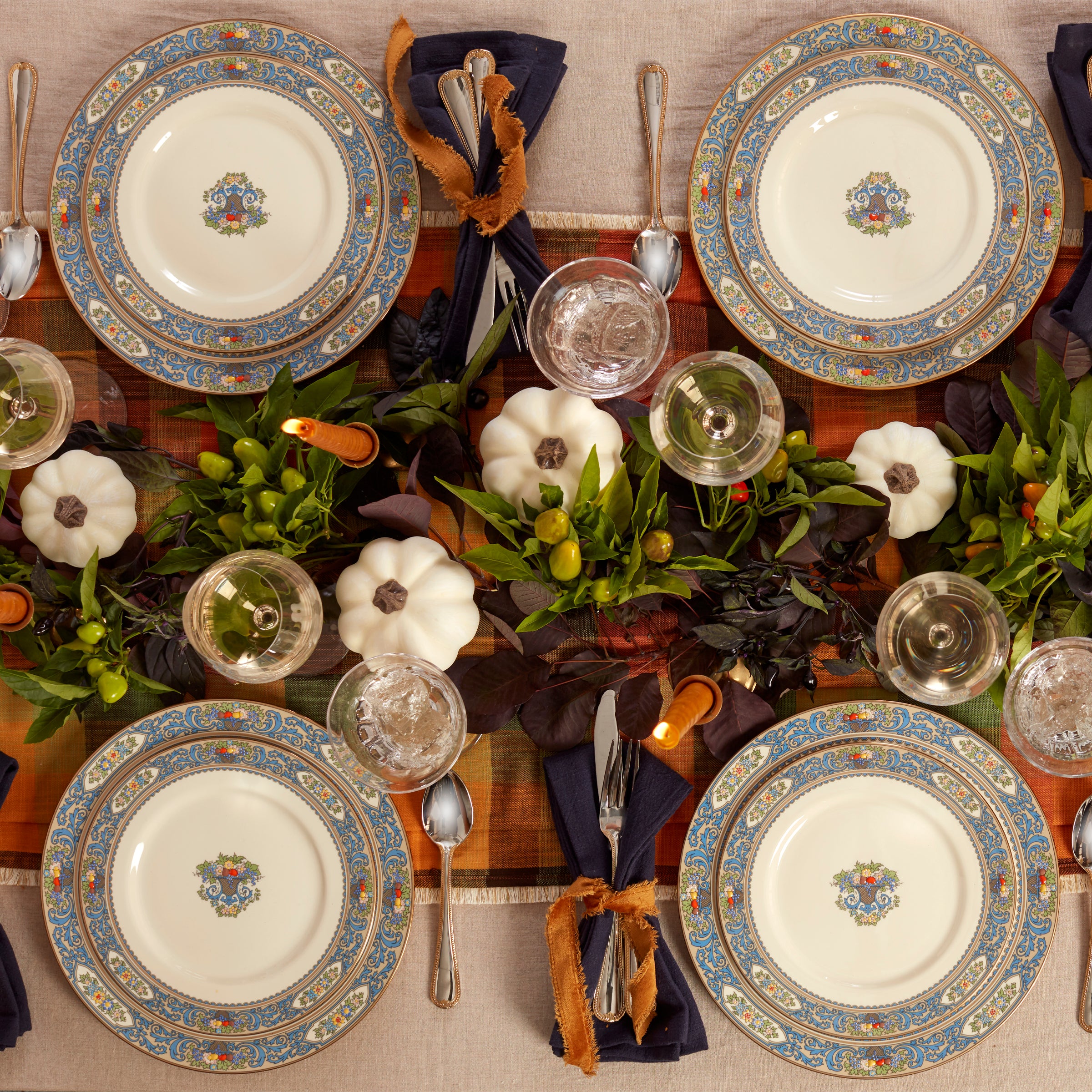 Autumn Porcelain Dinner Plate with 24k Gold Accents