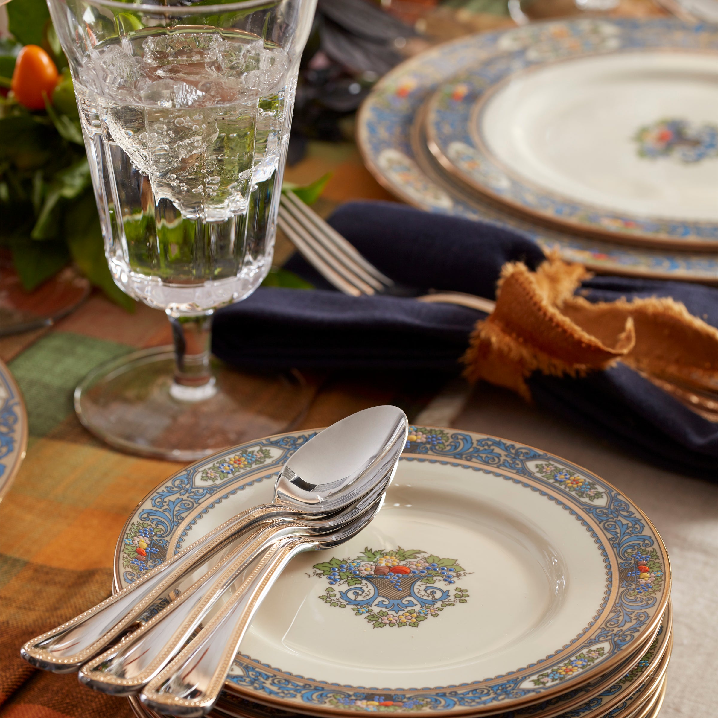 Autumn Porcelain Dinner Plate with 24k Gold Accents