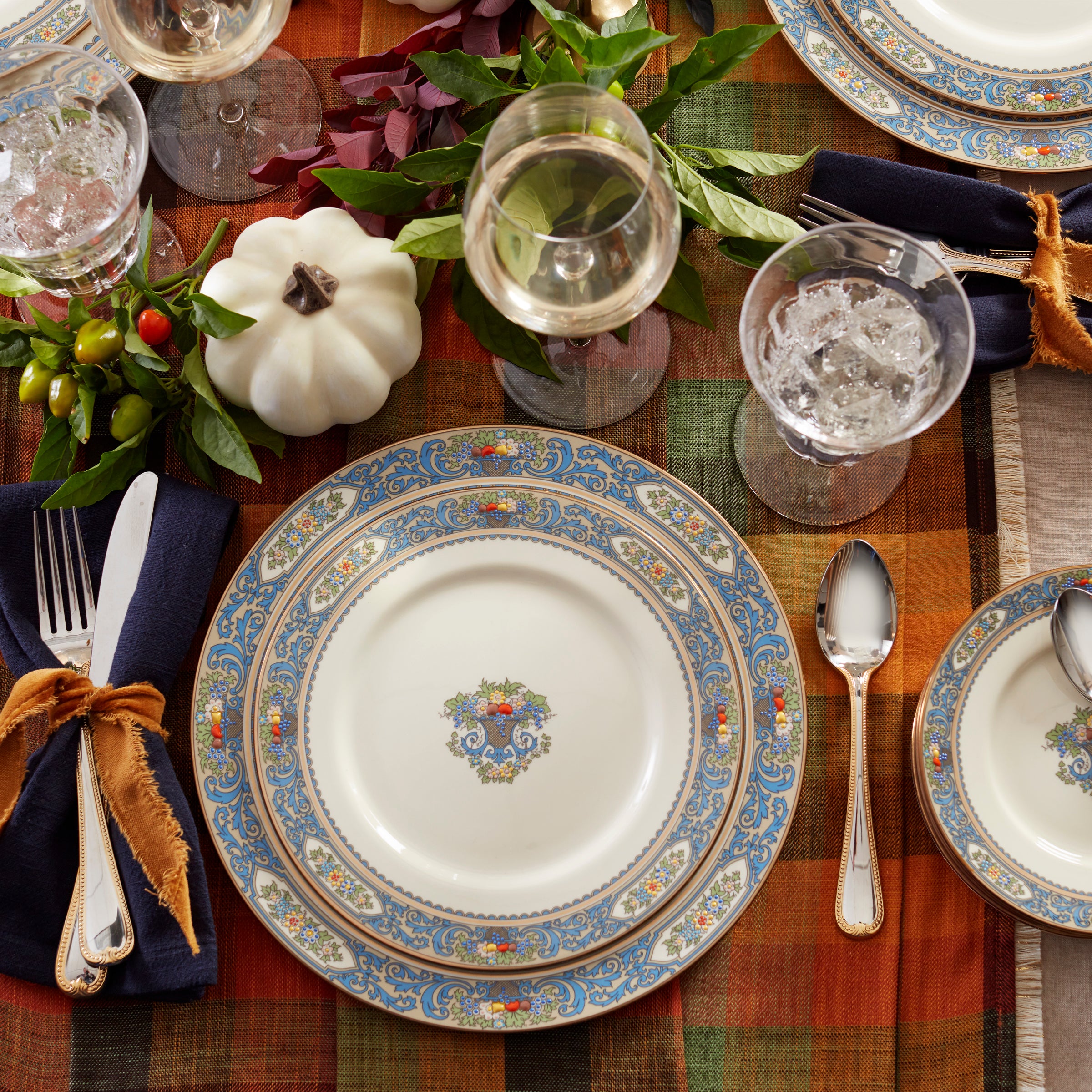 Autumn Porcelain Dinner Plate with 24k Gold Accents