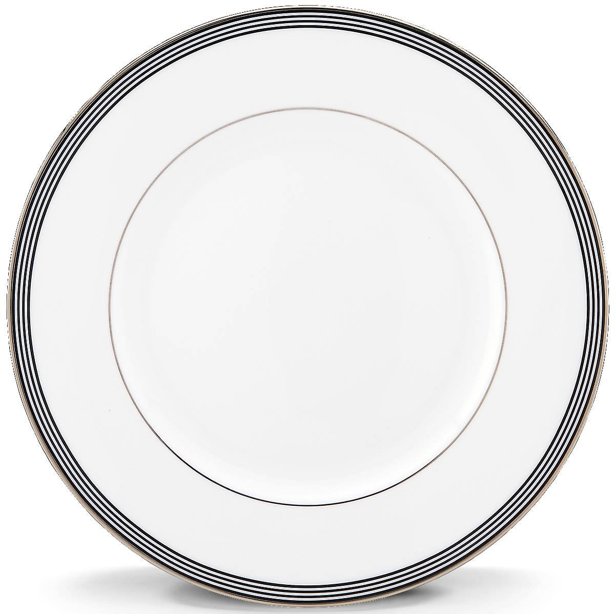 Parker Place White Ceramic Dinner Plate with Platinum Accents