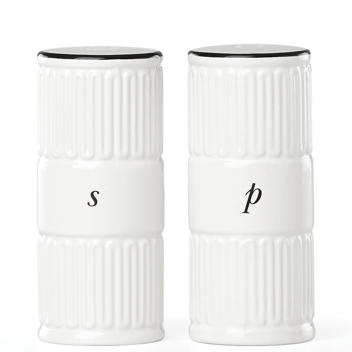 Kate Spade York Avenue Salt & Pepper Shakers - Black & White Ironstone Set