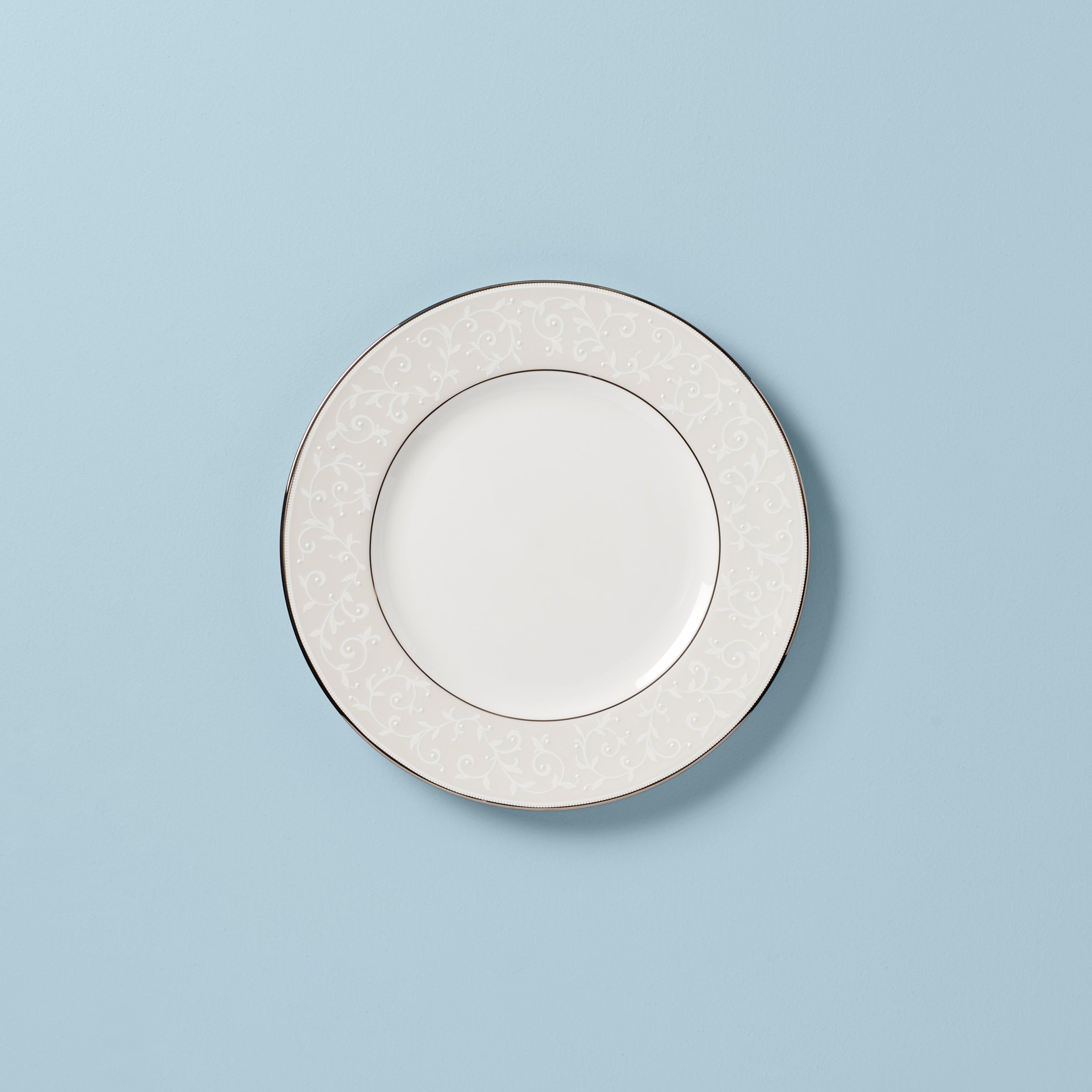 Opal Innocence Bone China Dinner Plate with Platinum Accents