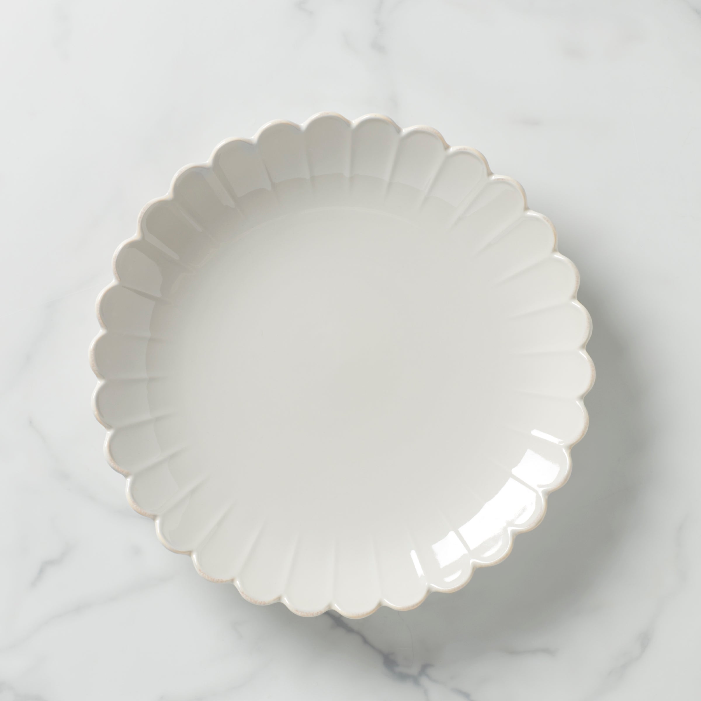 French Perle Scallop Round Platter with Ruffled Design