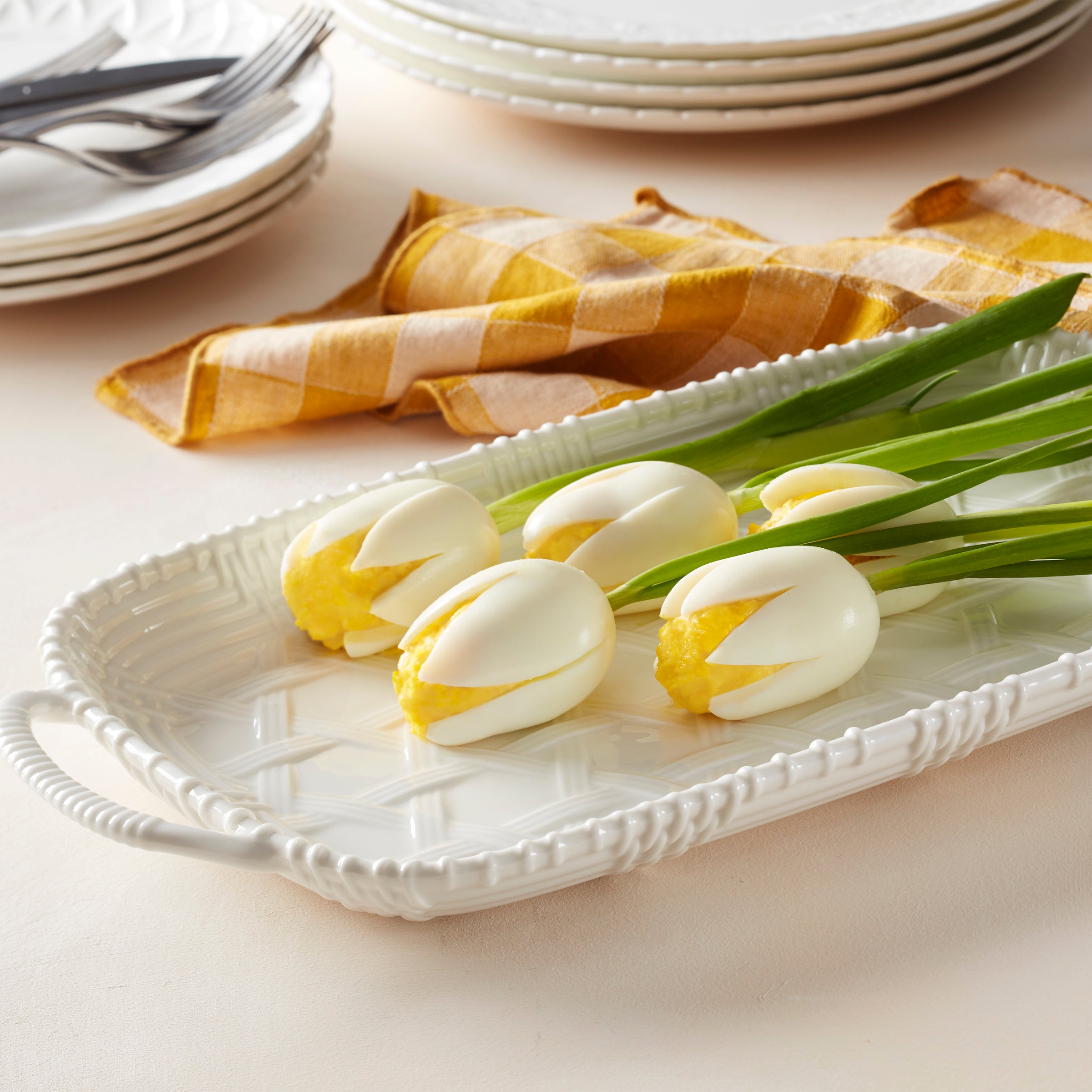 Wicker Creek Porcelain Serving Tray with Handles