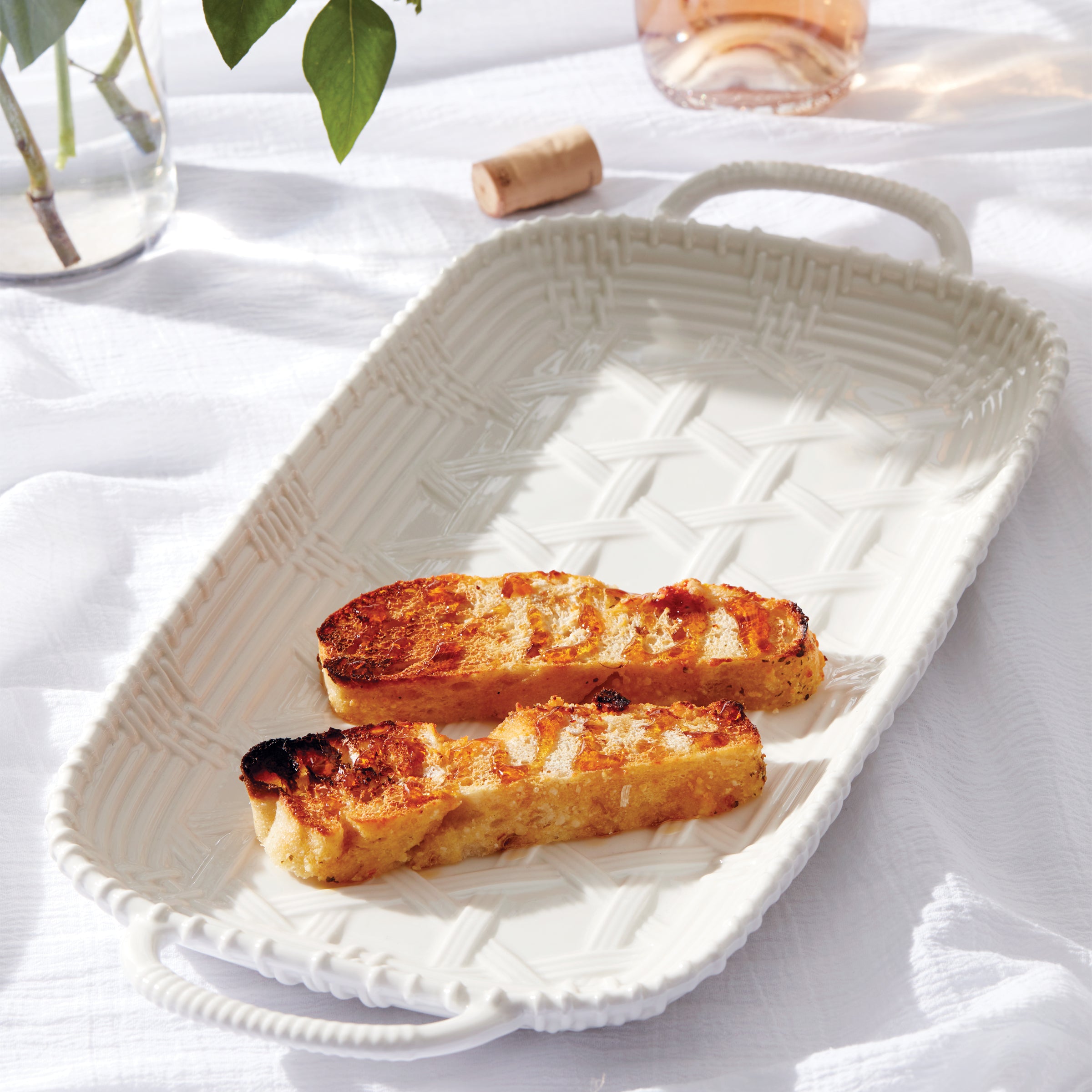 Wicker Creek Porcelain Serving Tray with Handles