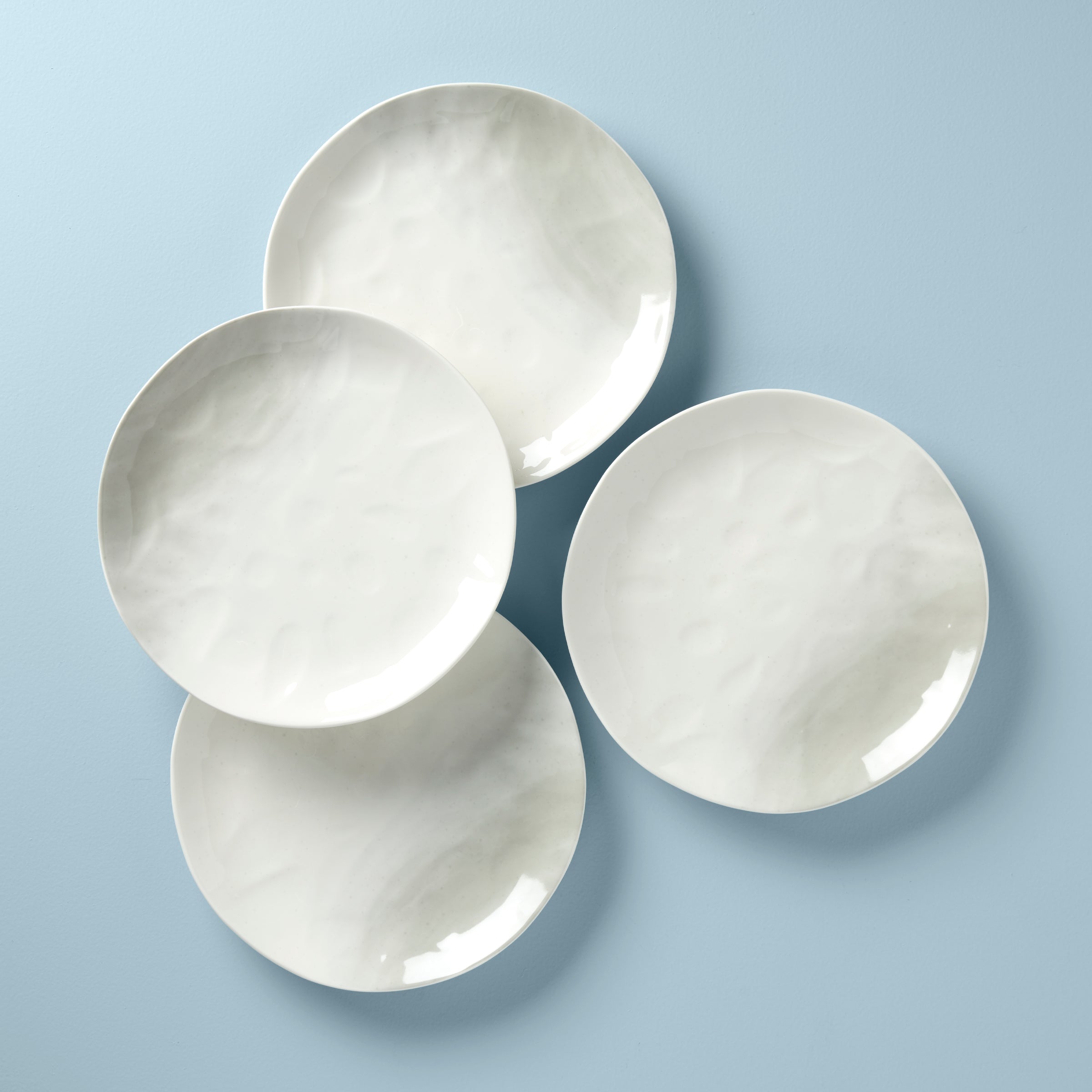 Oyster Bay Porcelain Dinner Plates Set of 4 - Minimalist Gray Accents