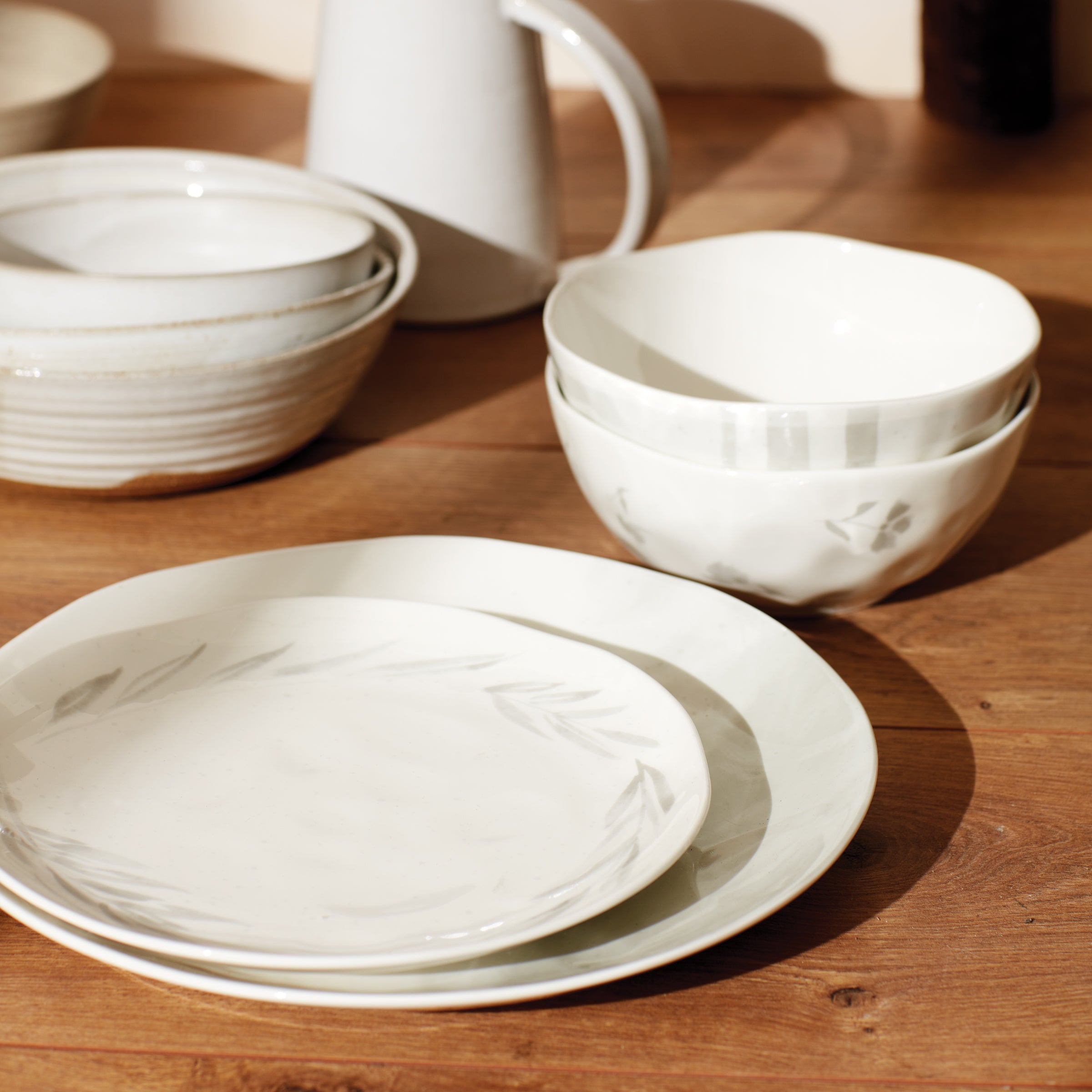Oyster Bay Porcelain Dinner Plates Set of 4 - Minimalist Gray Accents