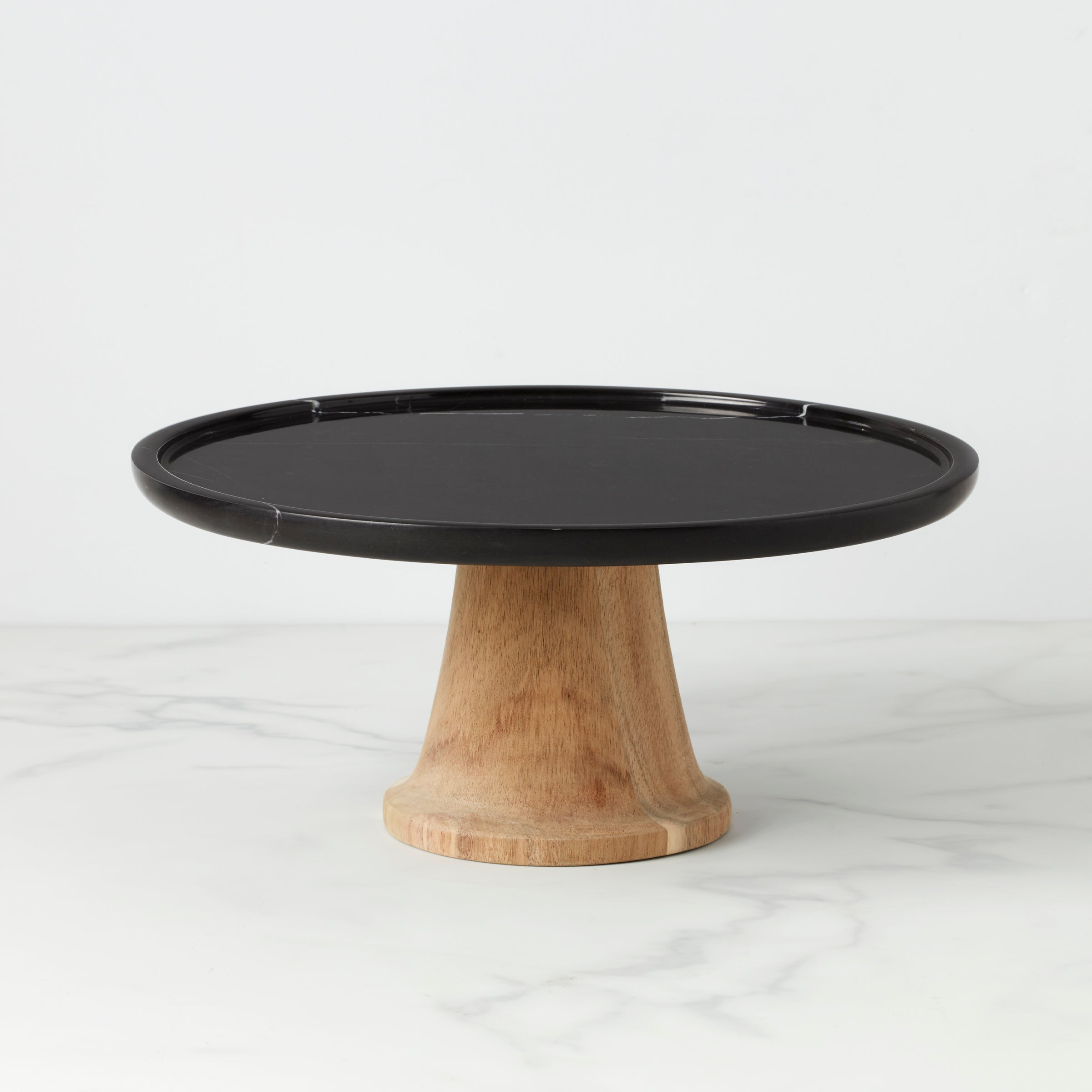 LX Collective Wood & Marble Cake Stand for Special Occasions