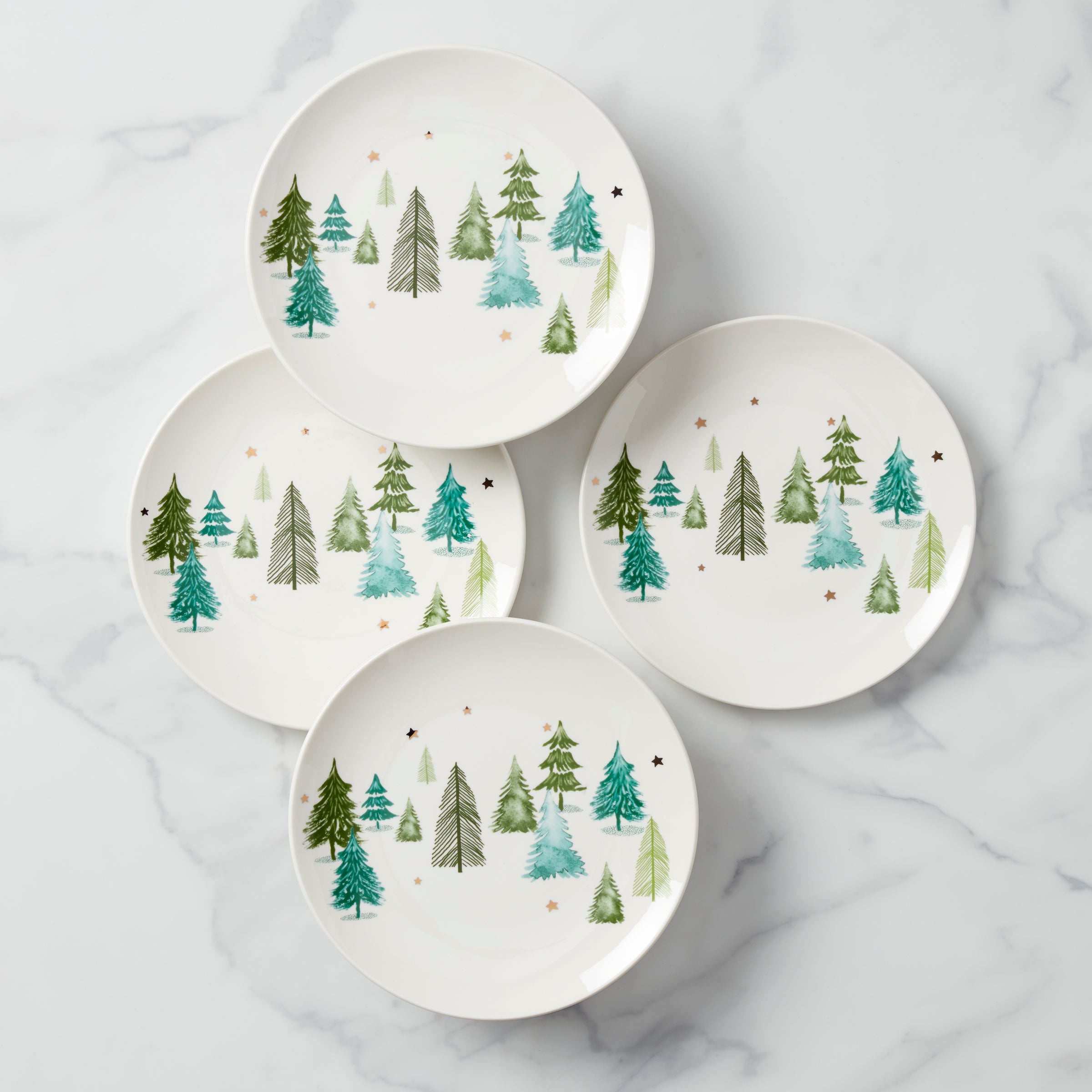 Balsam Lane Pine Tree Ceramic Accent Plates - Set of 4