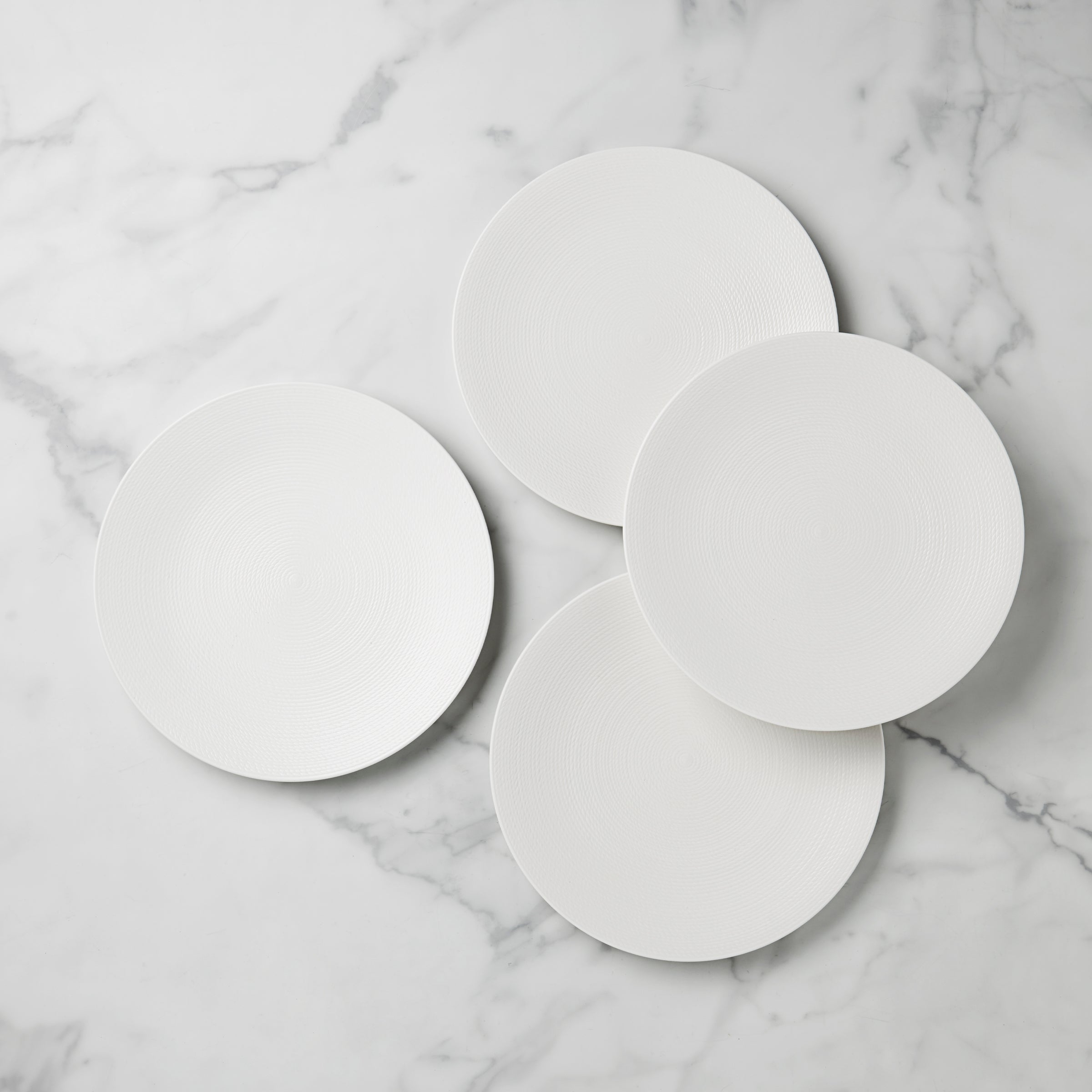 LX Collective 4-Piece White Porcelain Dinner Plate Set