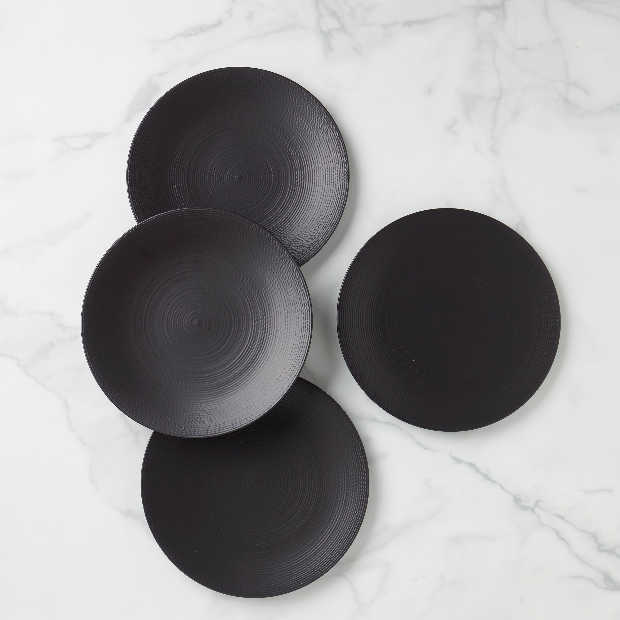 LX Collective Matte Black Dinner Plates - Set of 4 Textured Modern Tableware