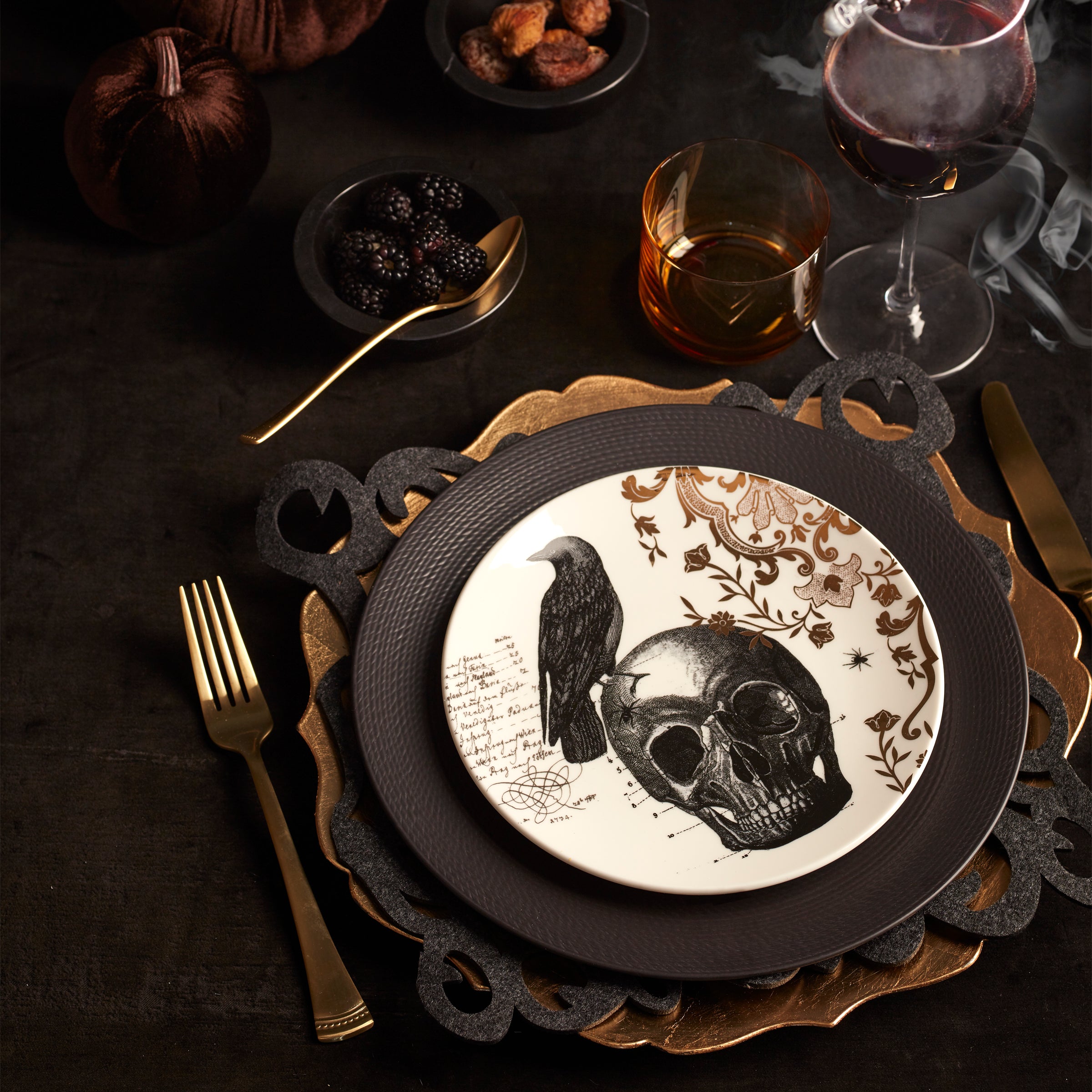 LX Collective Matte Black Dinner Plates - Set of 4 Textured Modern Tableware