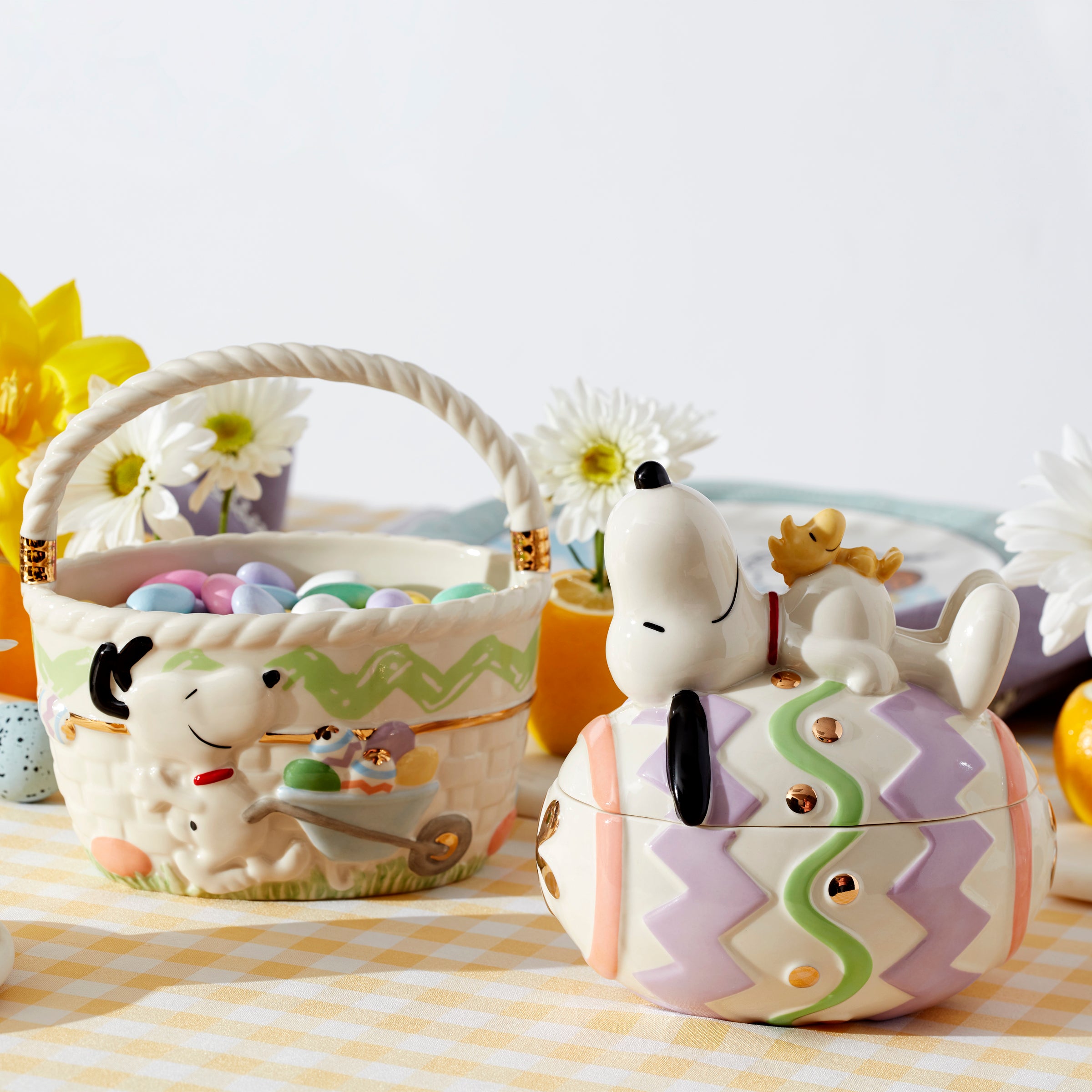 Snoopy & Woodstock Porcelain Easter Basket for Treats