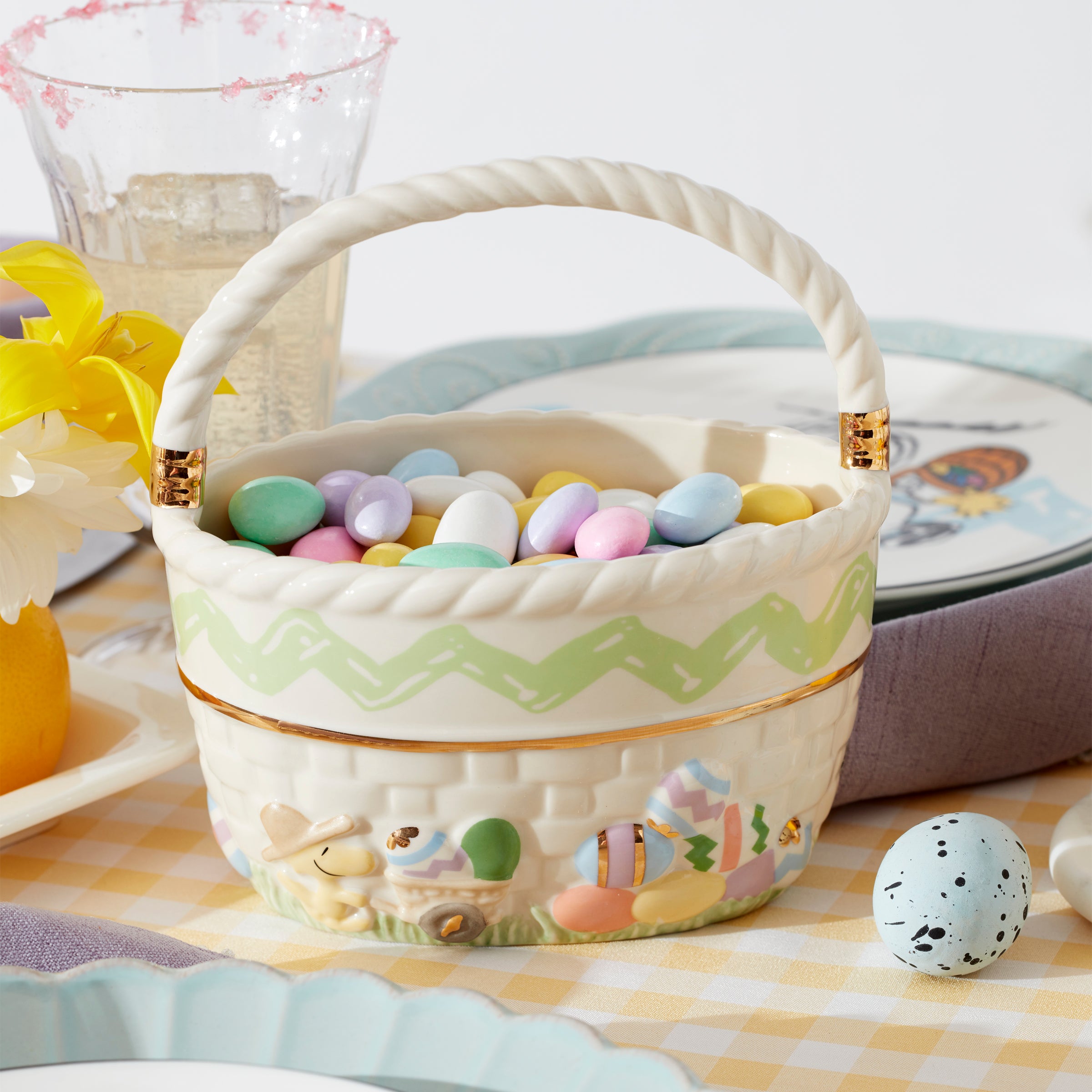 Snoopy & Woodstock Porcelain Easter Basket for Treats