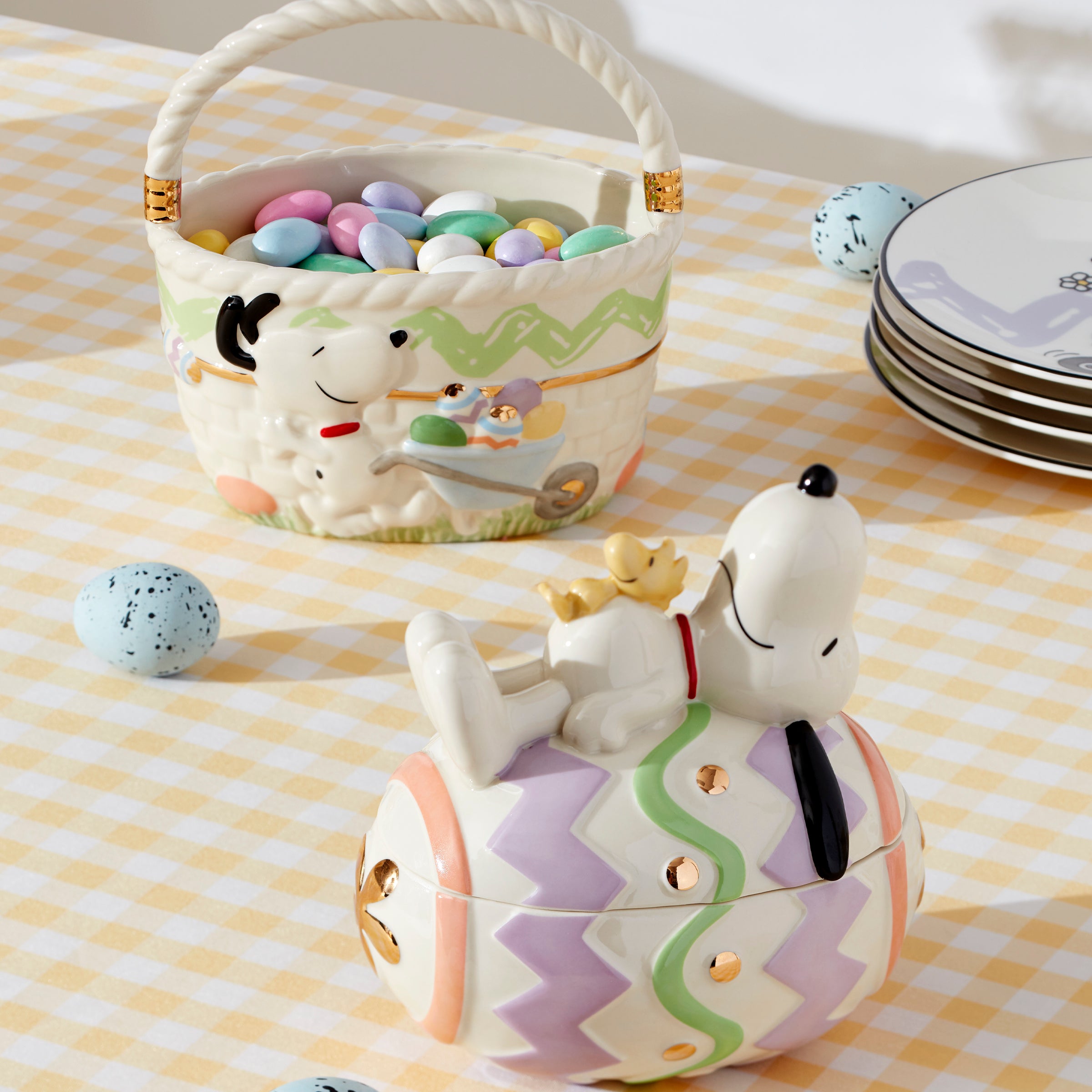 Snoopy & Woodstock Porcelain Easter Basket for Treats