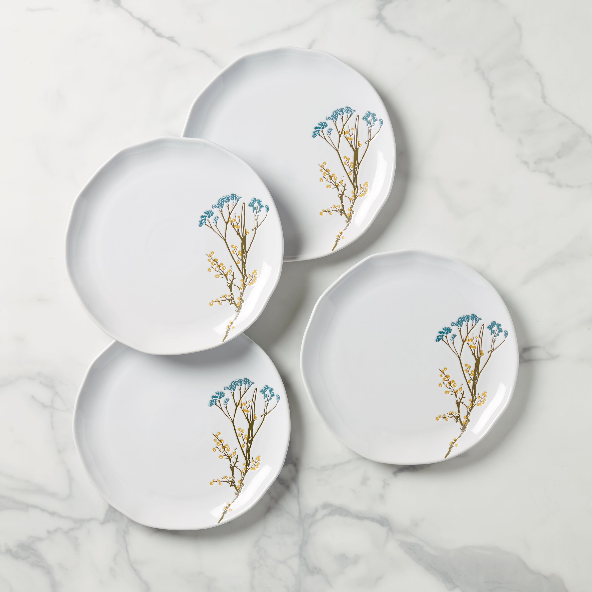 Wildflower Stoneware Dinner Plates Set for 4 - Spring Tableware