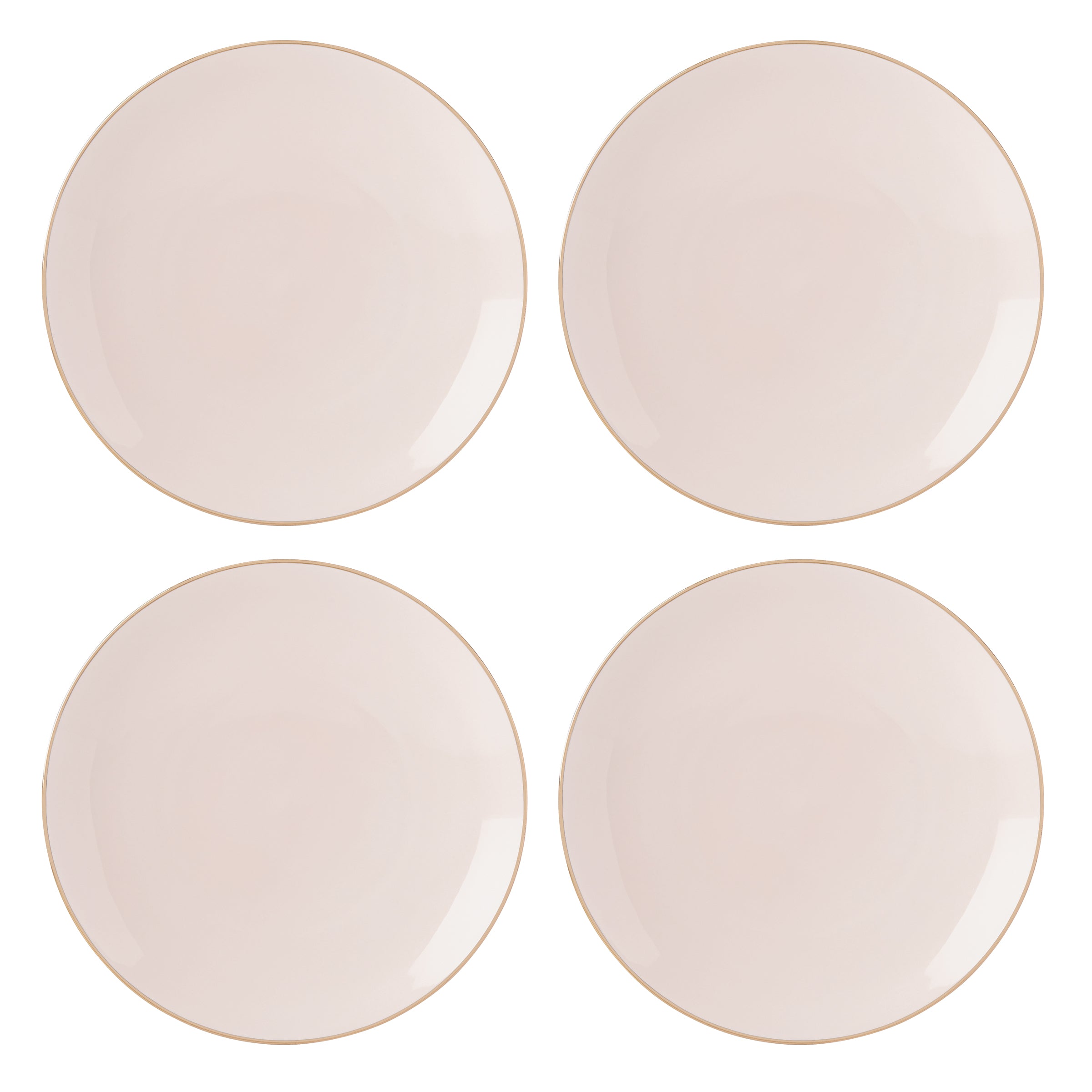 Trianna 4-Piece Coupe Dinner Plates - Pink & Grey Ceramic Set