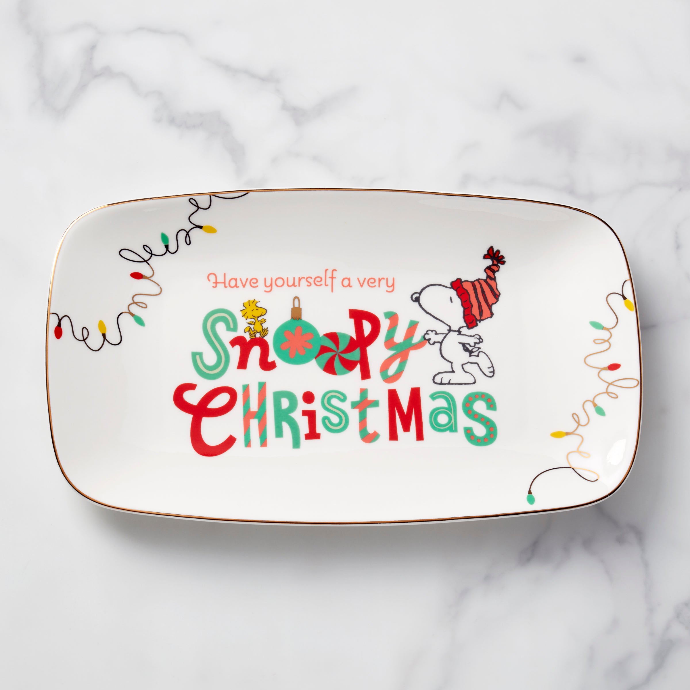Snoopy Christmas Appetizer Tray with Woodstock & Peanuts Characters