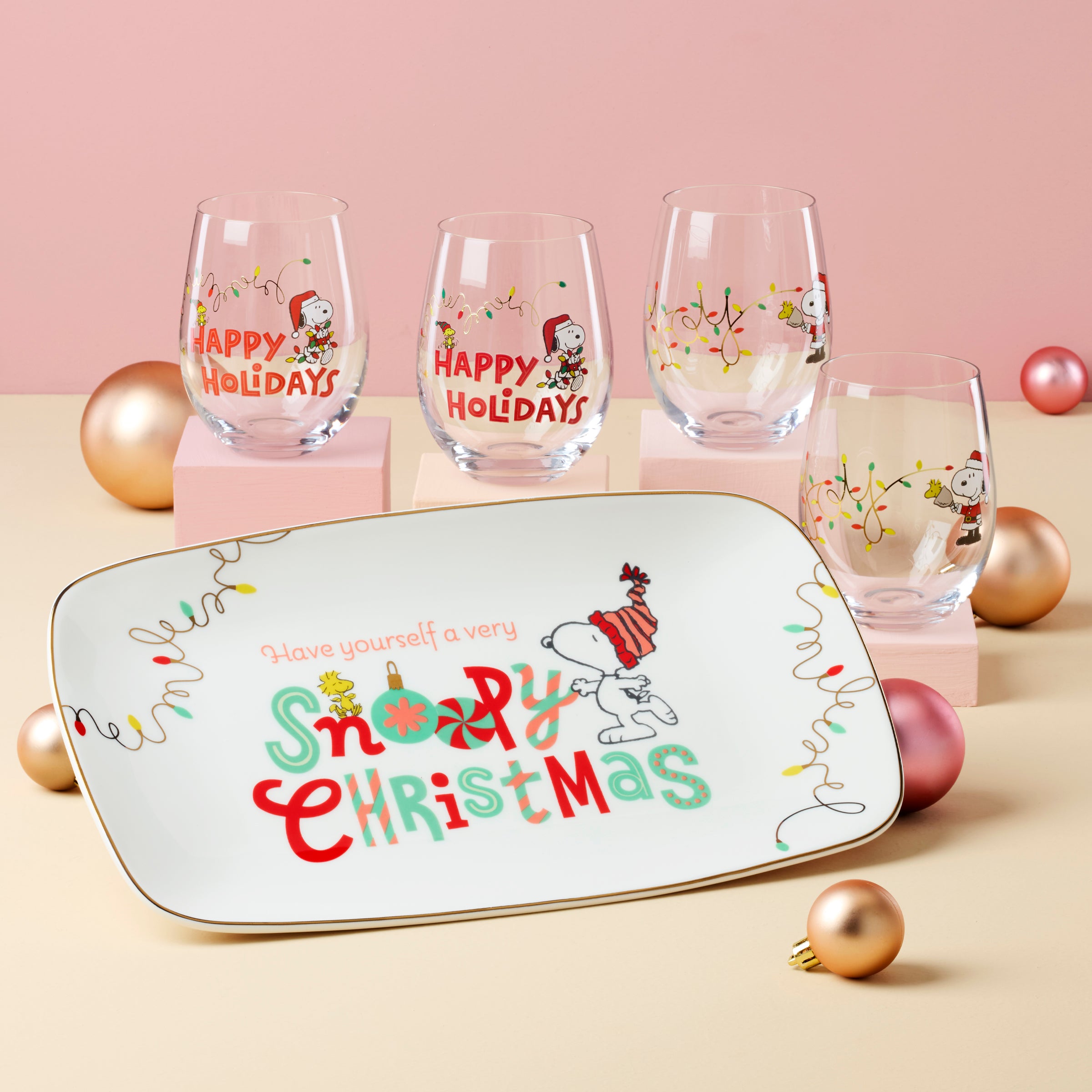 Snoopy Christmas Appetizer Tray with Woodstock & Peanuts Characters
