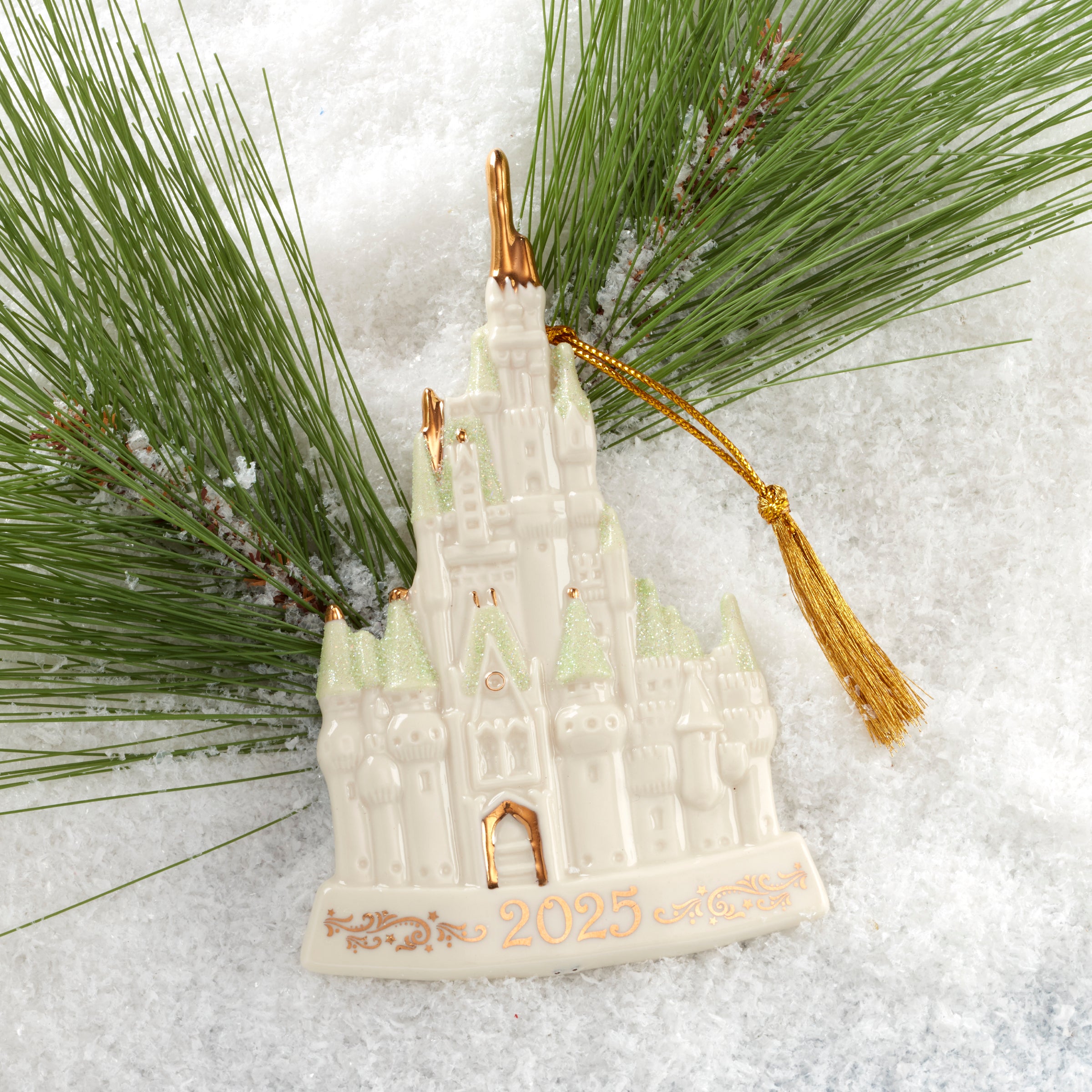 Disney Cinderella Castle 2025 Christmas Ornament - White & Gold