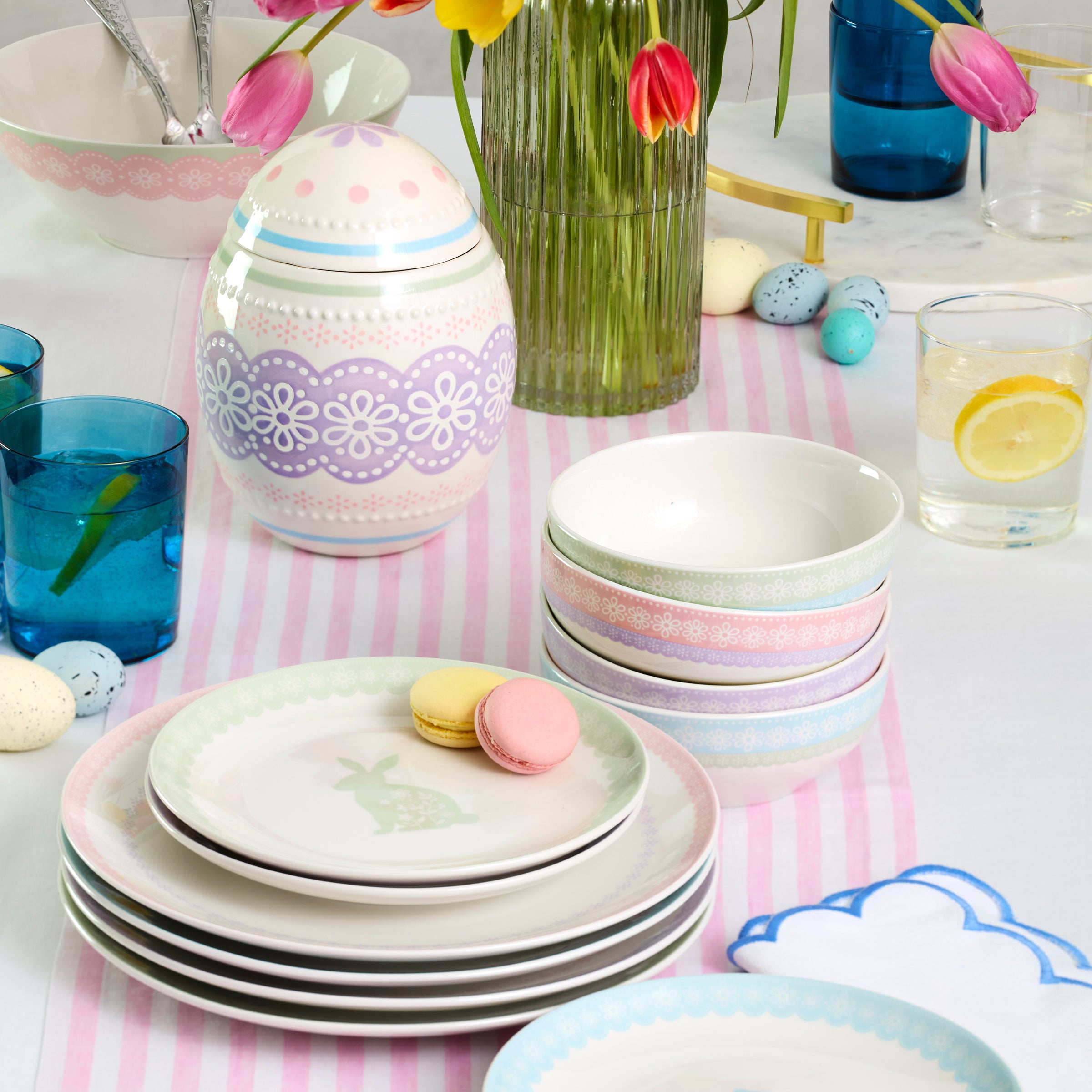 Easter Bunny Hop Porcelain Dinner Plates - Set of 4