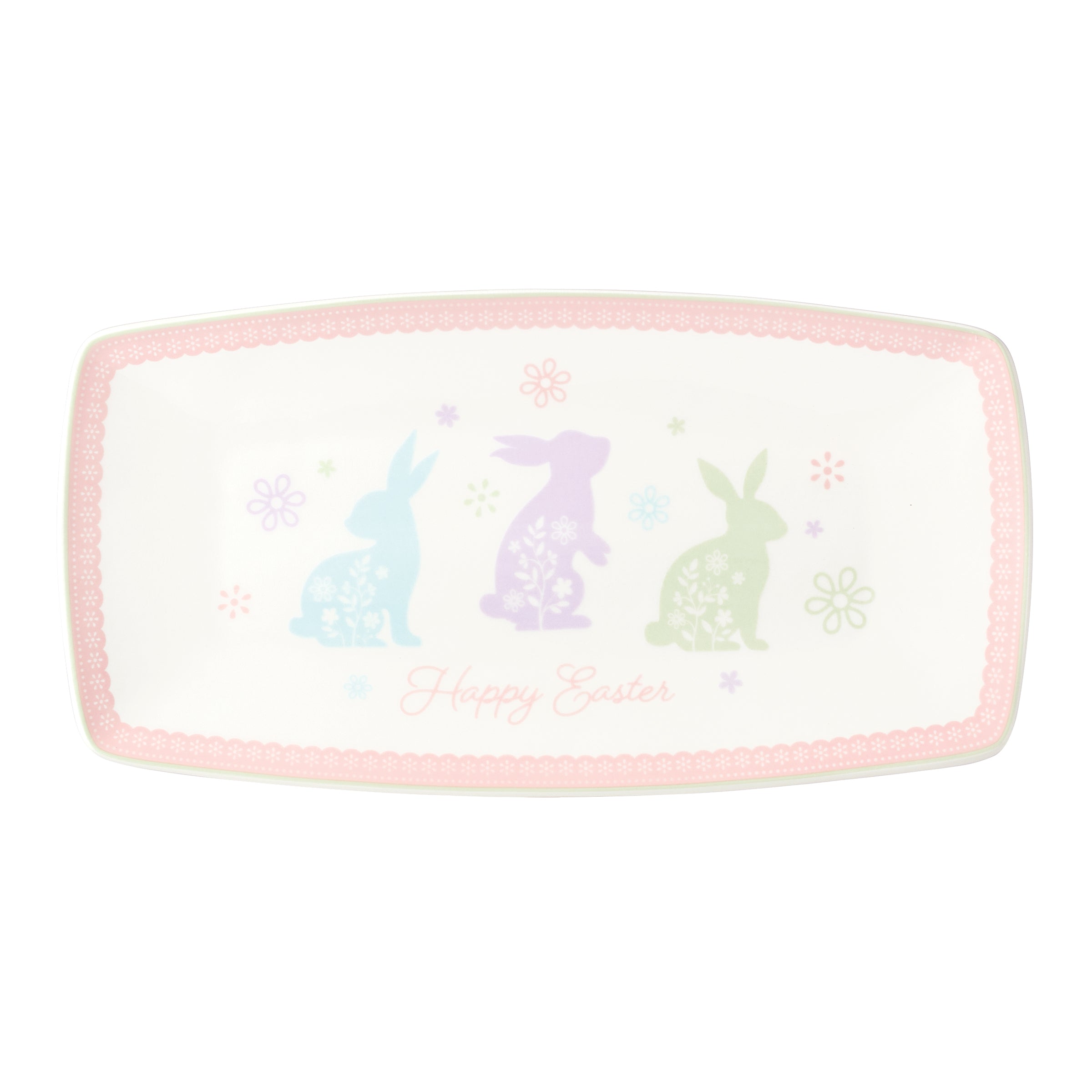 Easter Bunny Porcelain Hors d'Oeuvres Tray - Pastel Spring Serving Dish