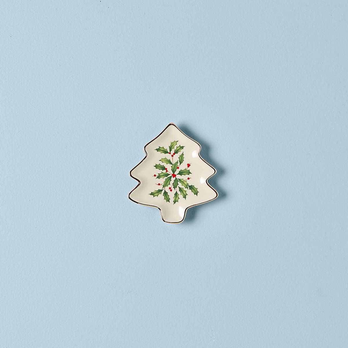 Lenox Ivory Ceramic Holiday Tree Plate with Gold Accents