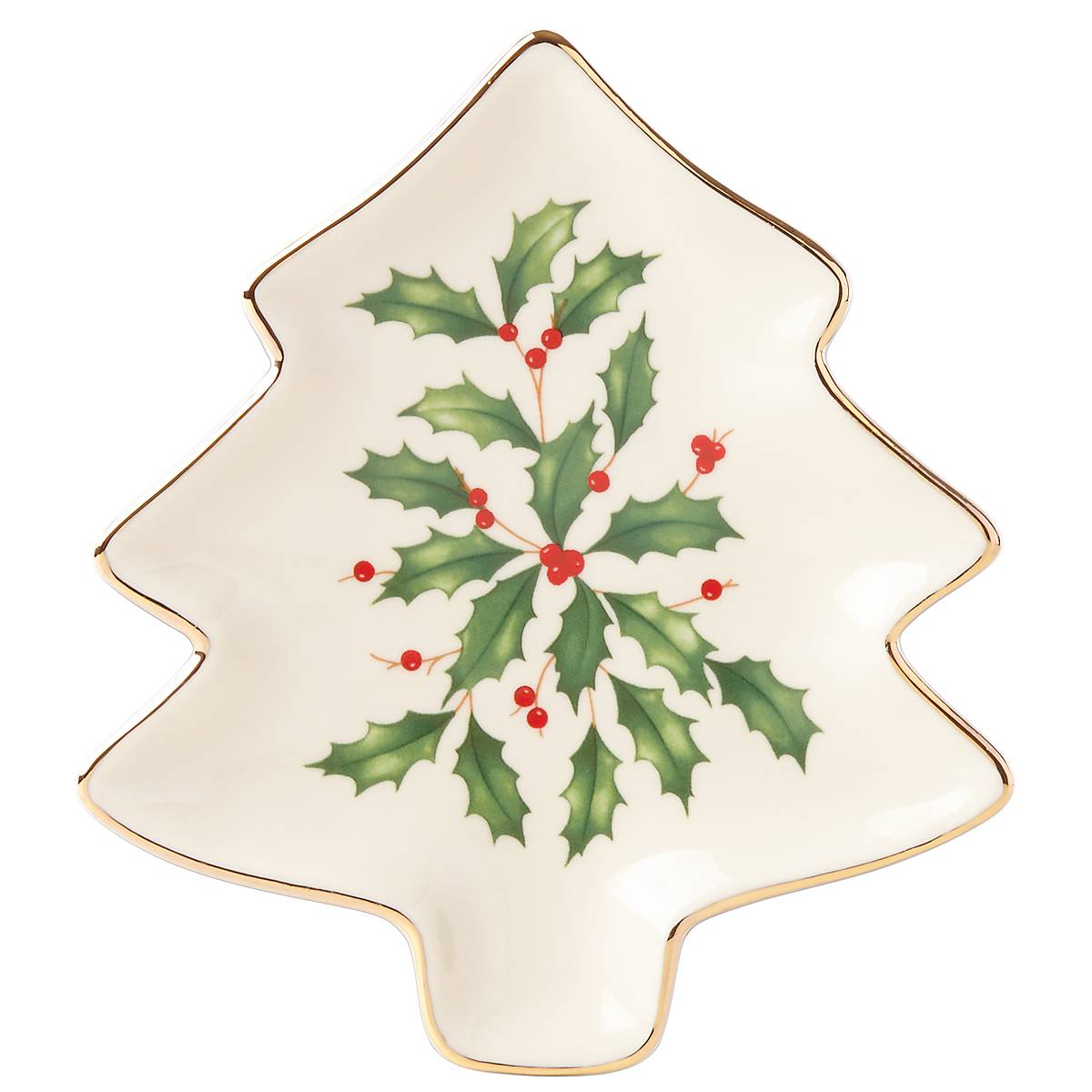 Lenox Ivory Ceramic Holiday Tree Plate with Gold Accents