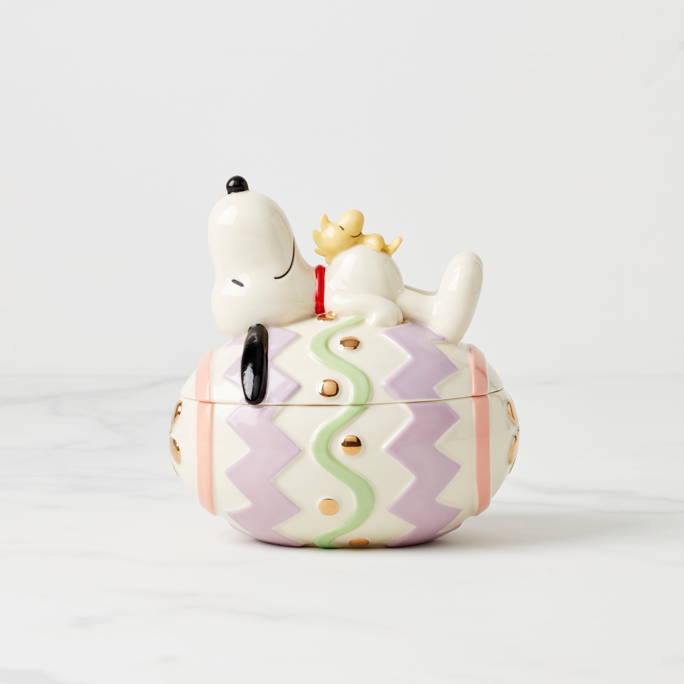 Snoopy Easter Candy Dish with Woodstock - Covered Ceramic Treat Holder