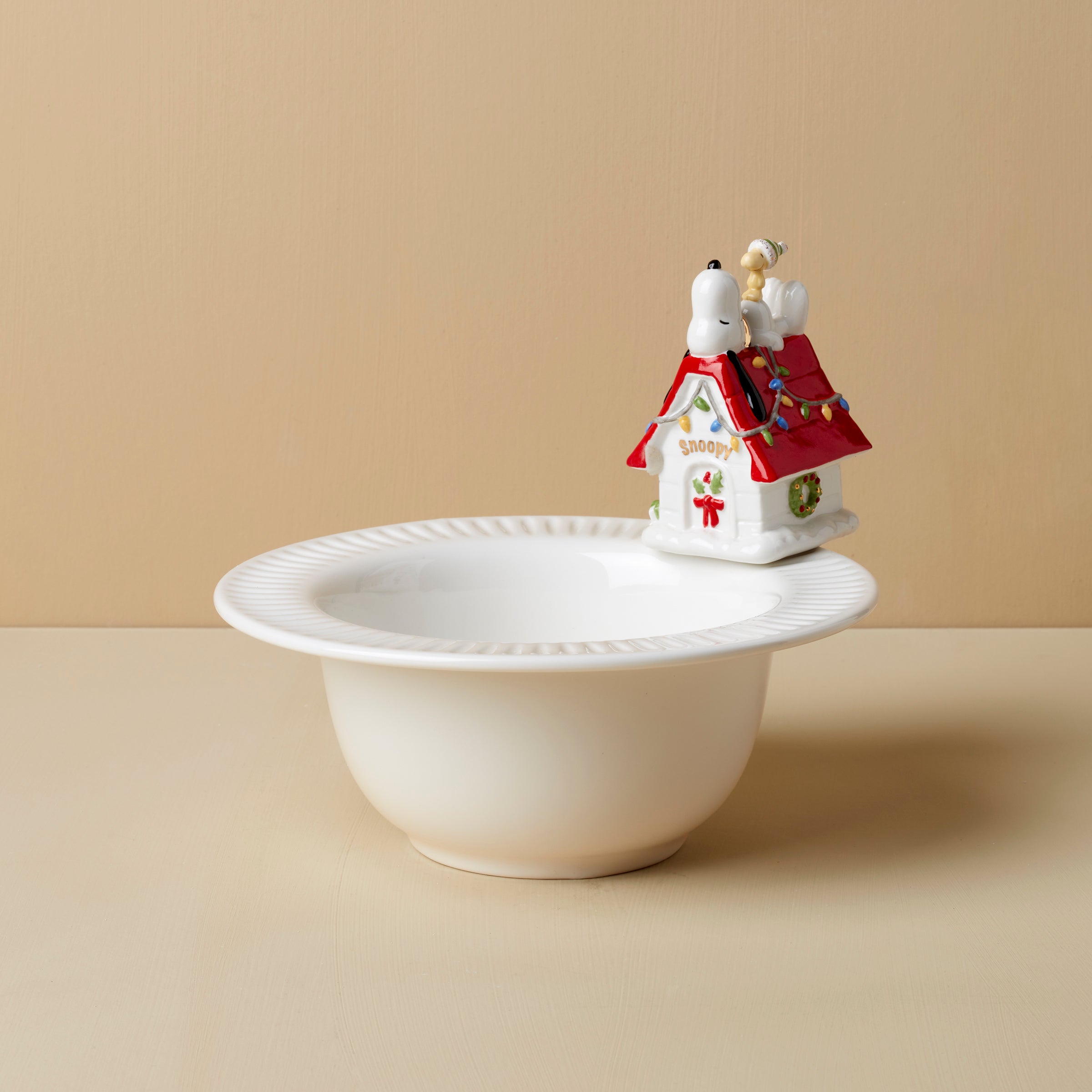 Snoopy Christmas Bowl - Peanuts Holiday Dinnerware with Woodstock