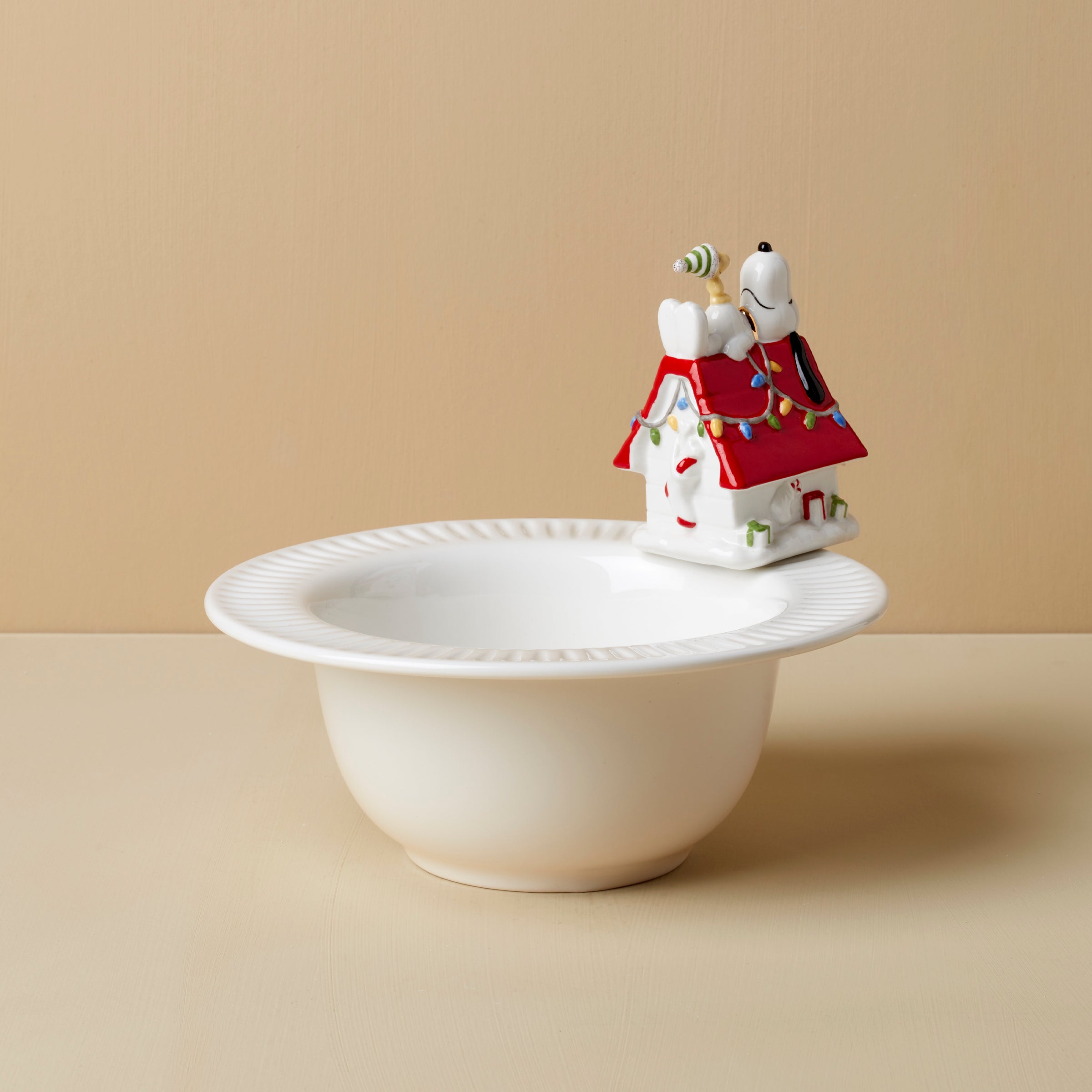 Snoopy Christmas Bowl - Peanuts Holiday Dinnerware with Woodstock