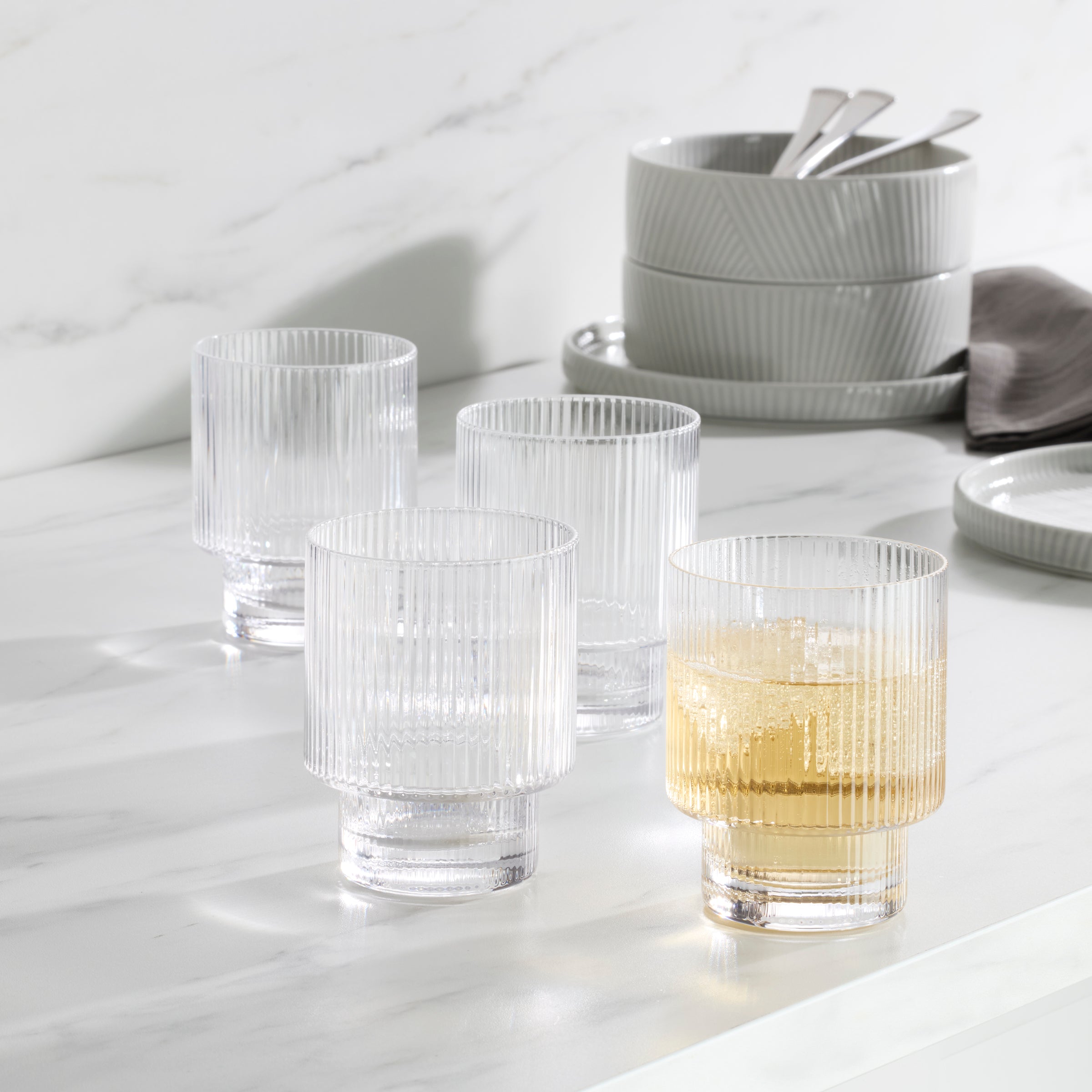 Modulus Stackable Tumblers Set of 4 - Zen Textured Design