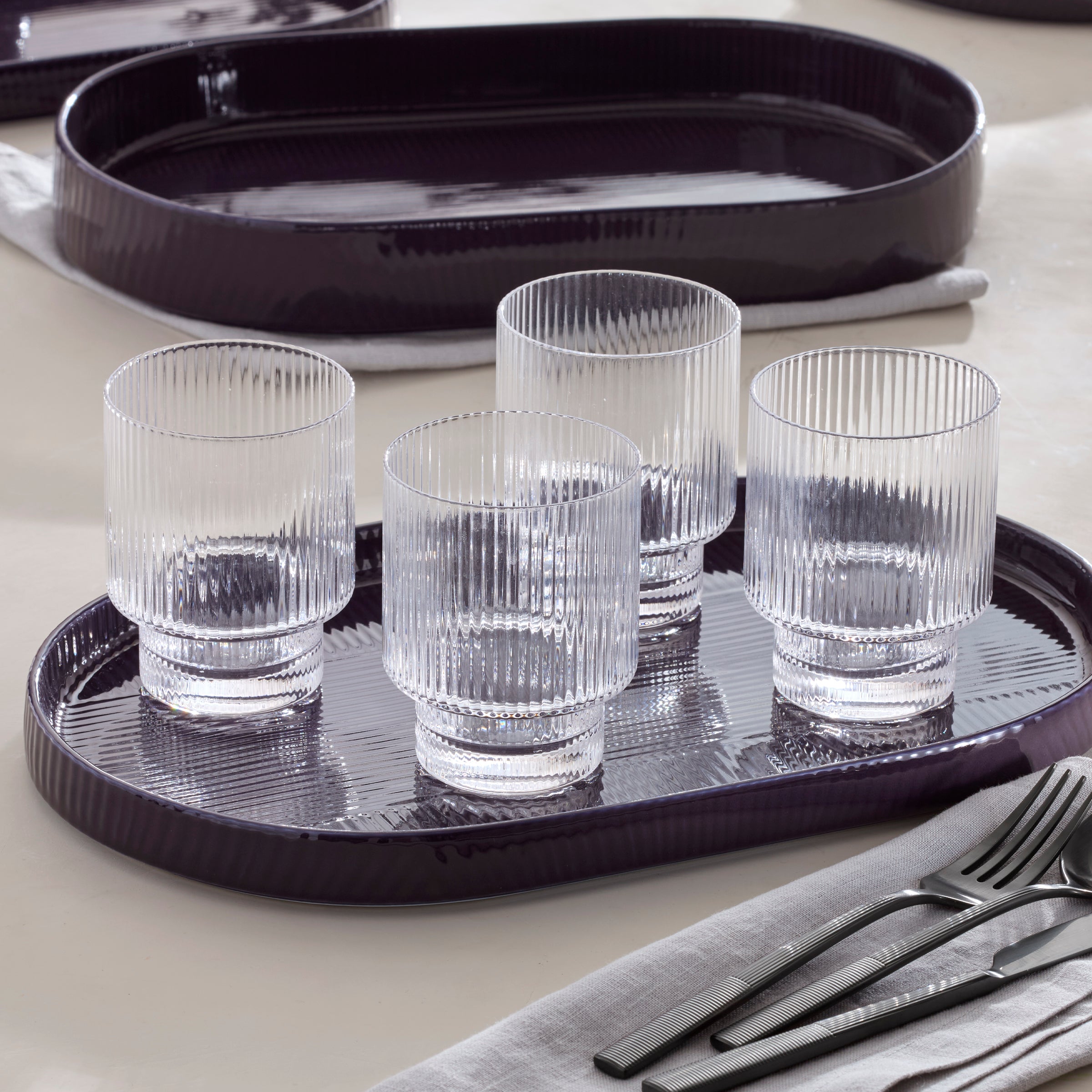Modulus Stackable Tumblers Set of 4 - Zen Textured Design
