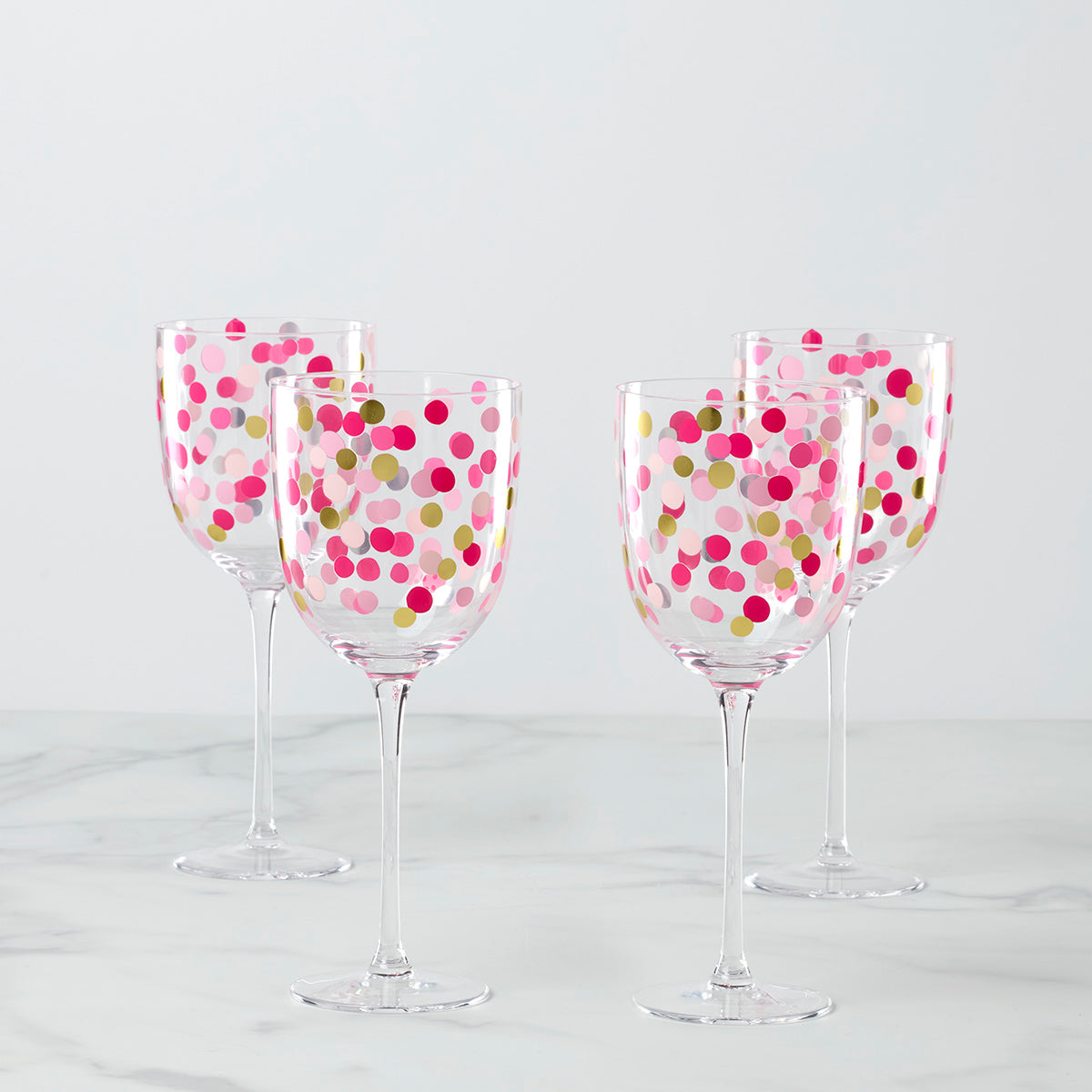 Confetti Wine Glasses Set - 4-Piece Party Glassware