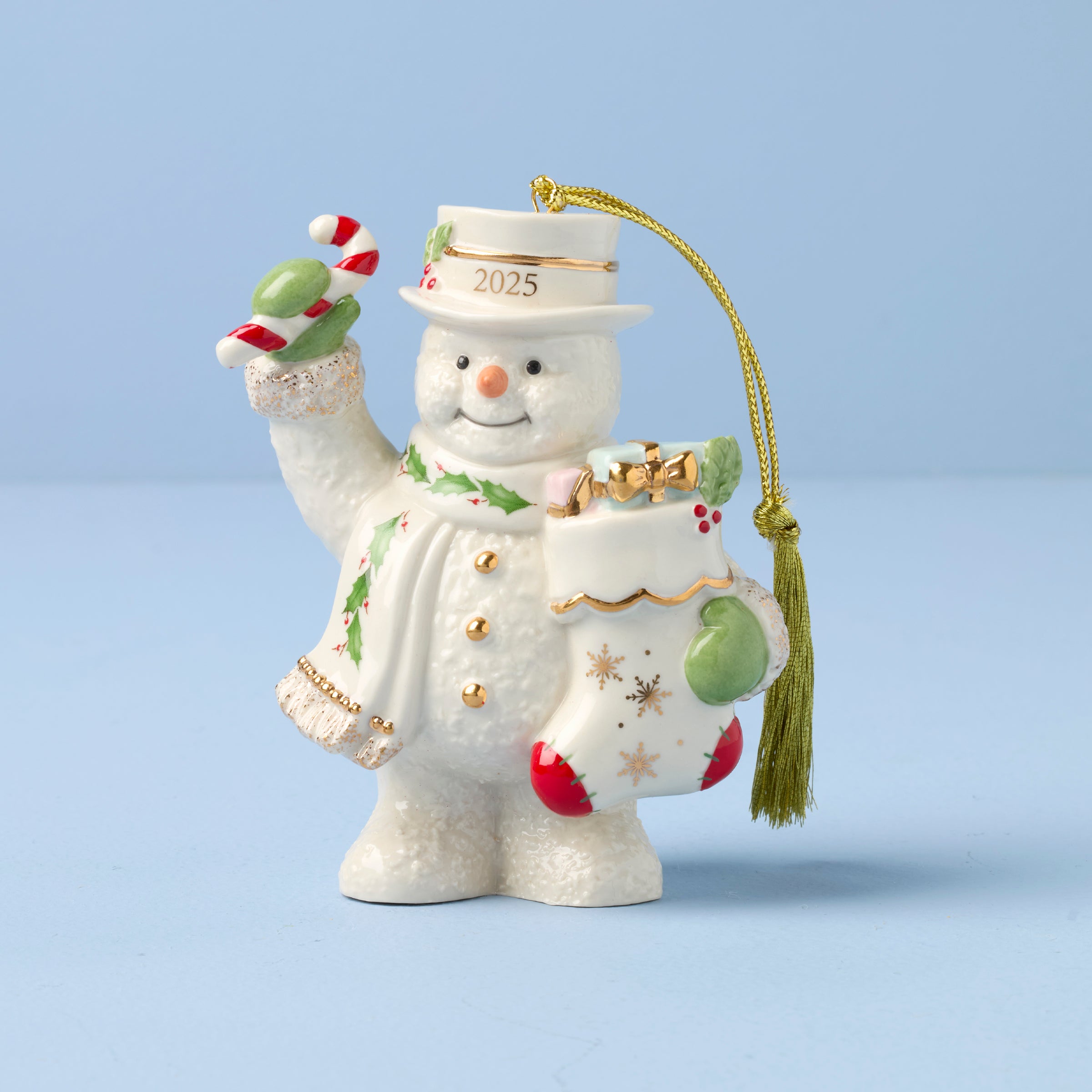 2025 Snowman Christmas Ornament with Festive Stocking