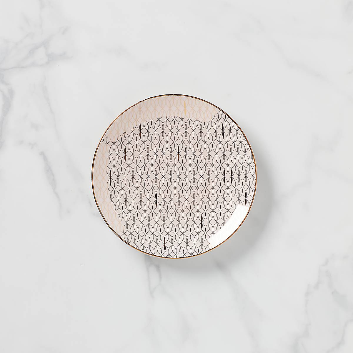 Trianna Gold Geometric Salad Plate - Blush Pink Ceramic