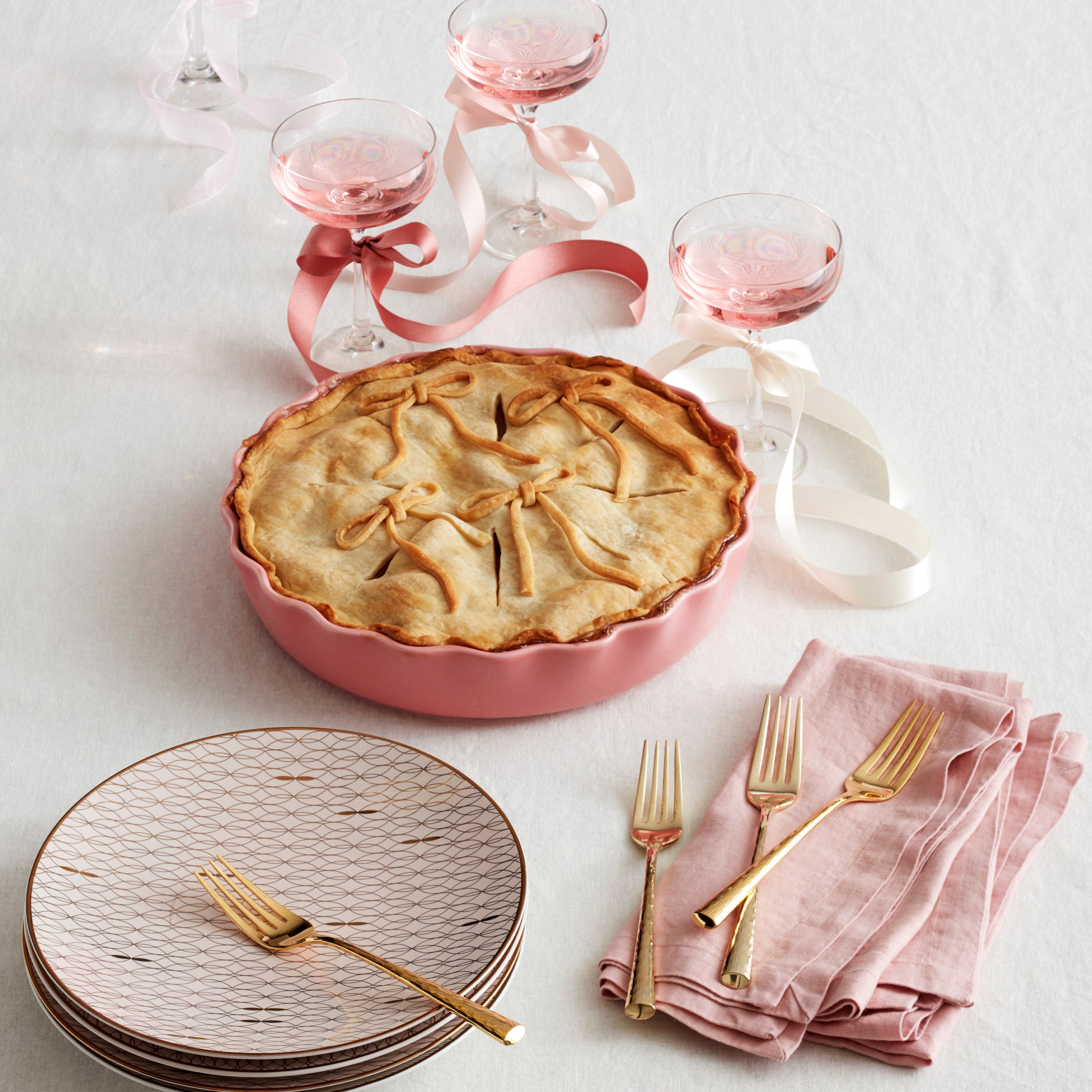 Trianna Gold Geometric Salad Plate - Blush Pink Ceramic