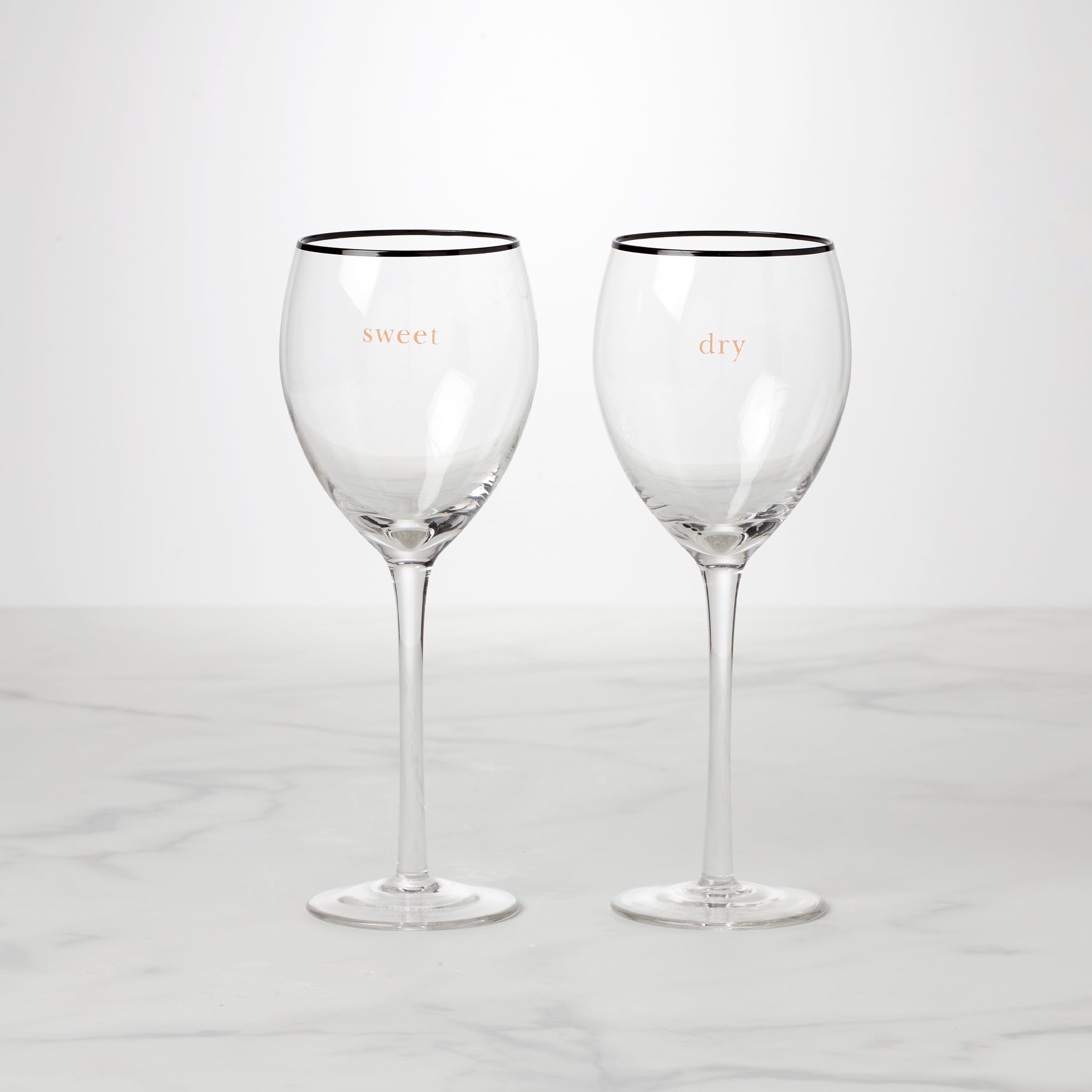 Cheers Sweet & Dry Wine Glasses Set - 2 Elegant Stemware Pieces