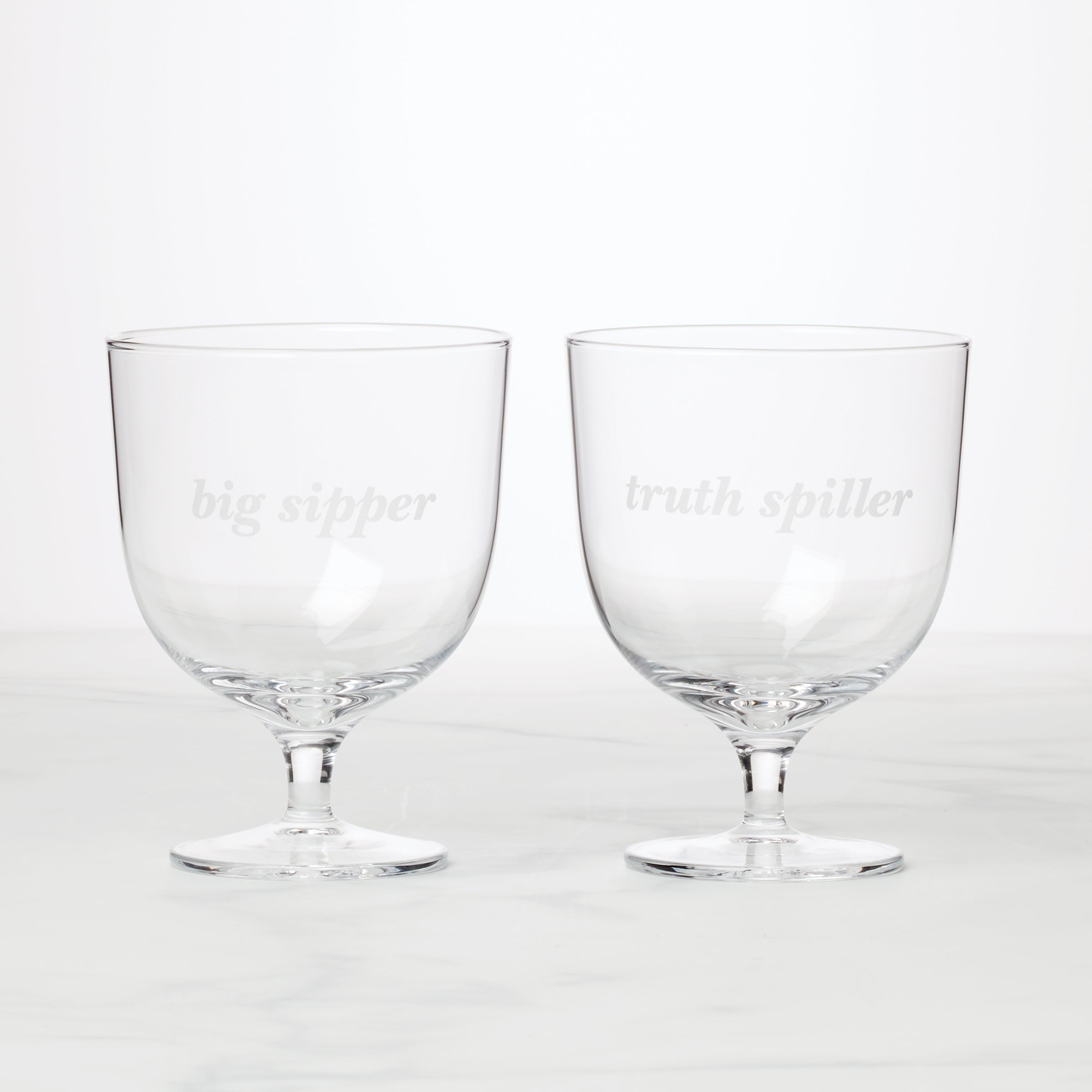 Truth Spiller & Big Sipper Wine Glasses - Set of 2 Short Tumblers