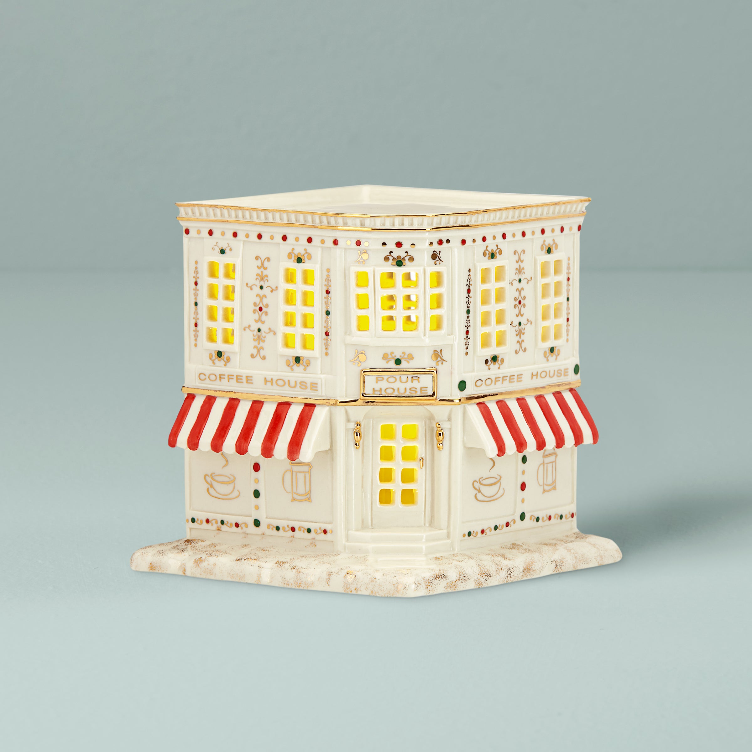 Light-Up Mistletoe Park Coffee Shop Christmas Figurine