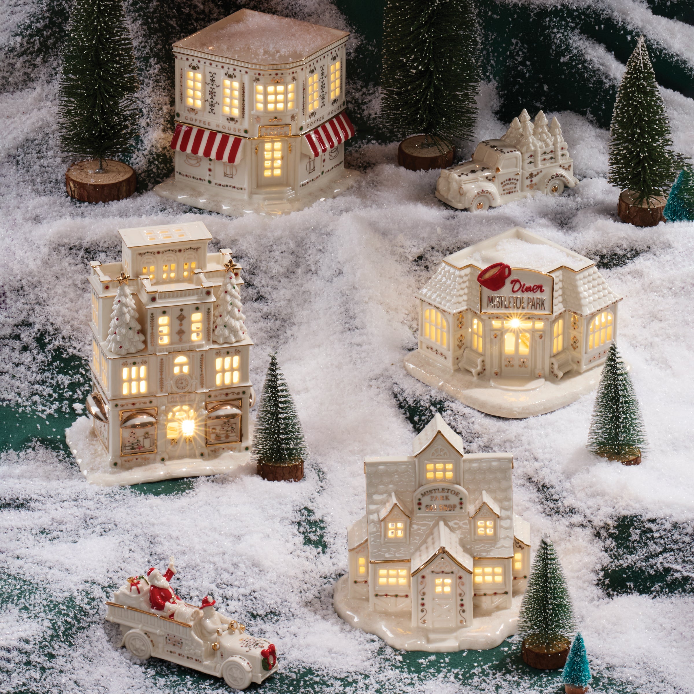 Light-Up Mistletoe Park Coffee Shop Christmas Figurine