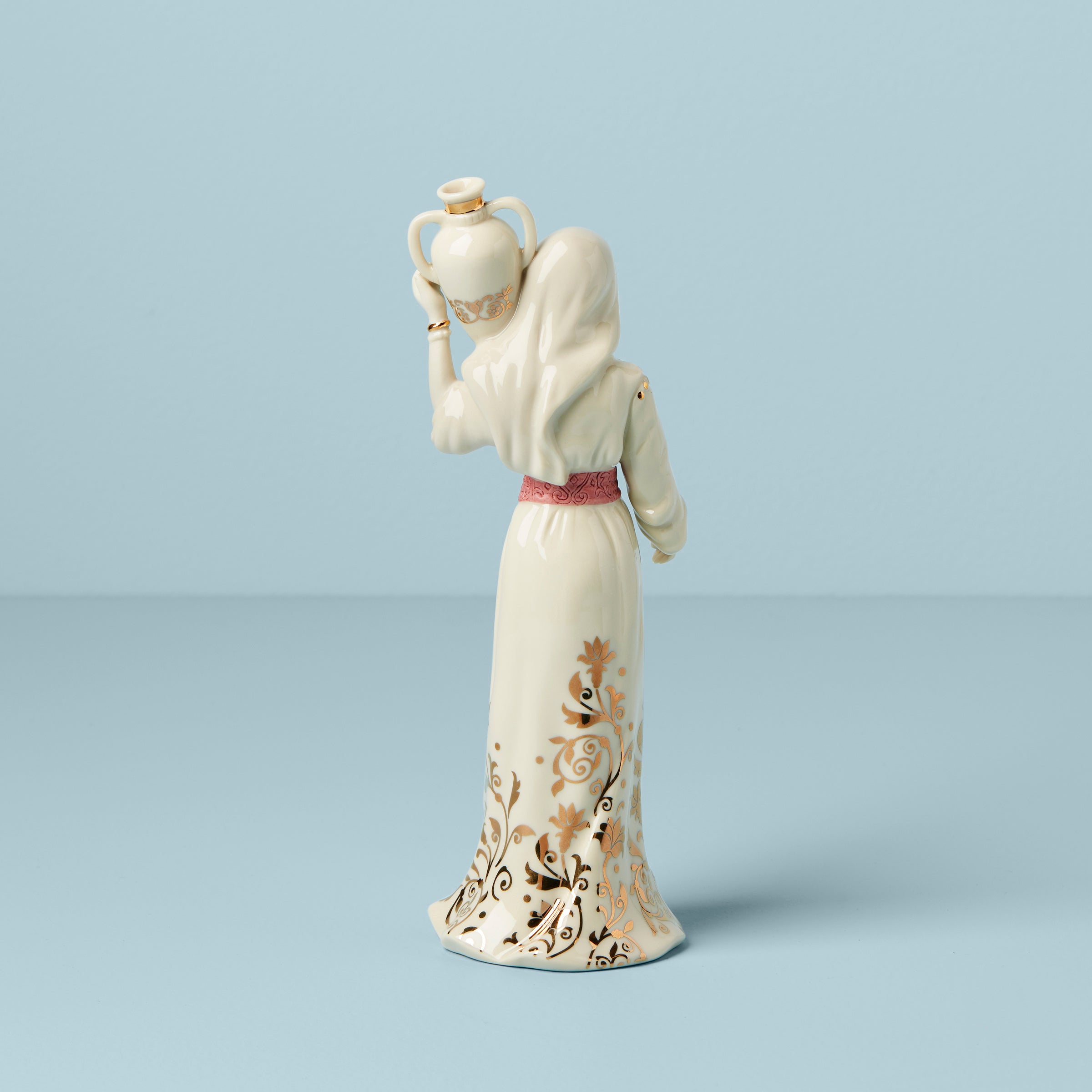 Hand-Painted Nativity Figurine - Woman with Jug in 24k Gold