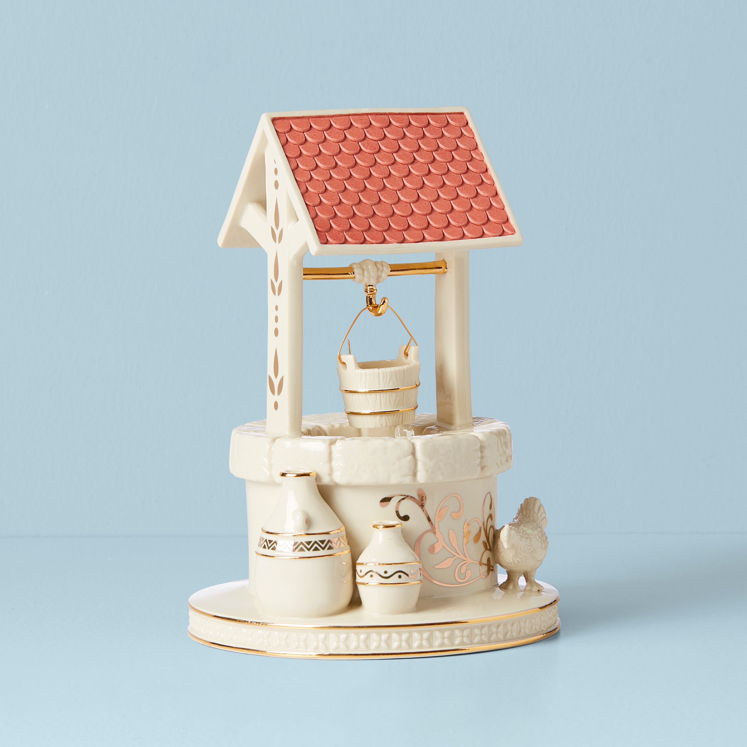 First Blessing Nativity Water Well Figurine - Porcelain with Gold Accents