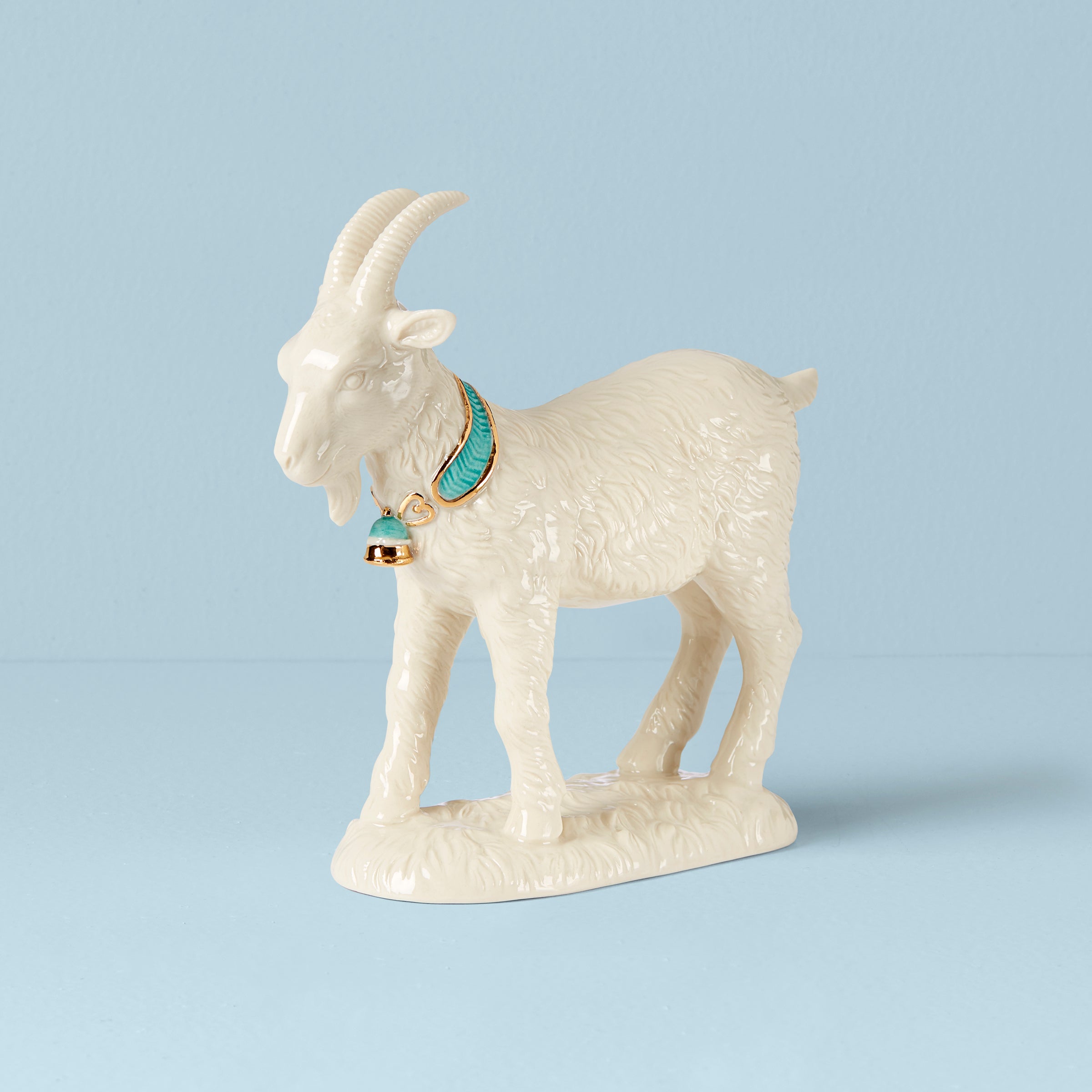 First Blessing Porcelain Nativity Goat Figurine with Gold Accents