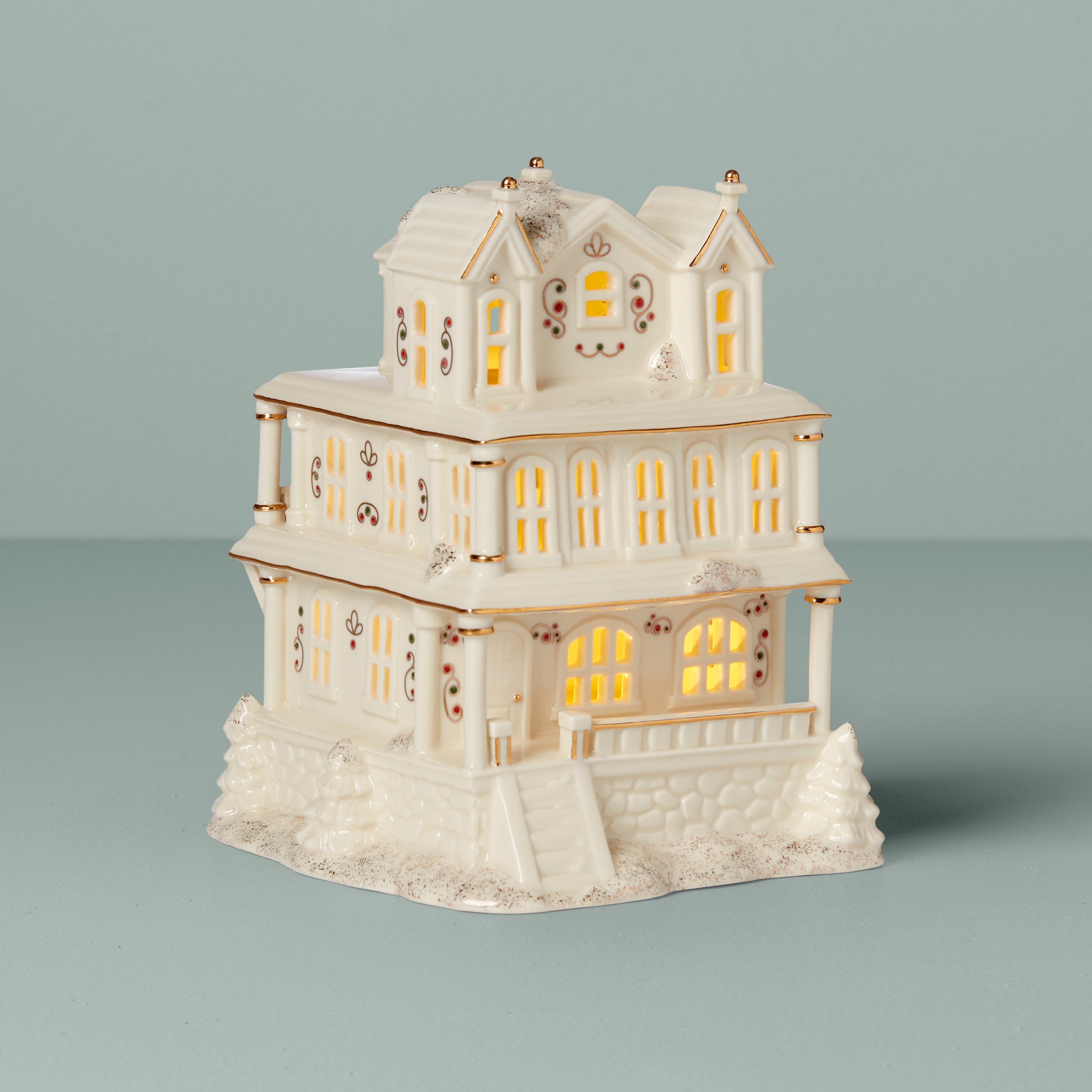 Mistletoe Park Light-Up Victorian House Porcelain Figurine