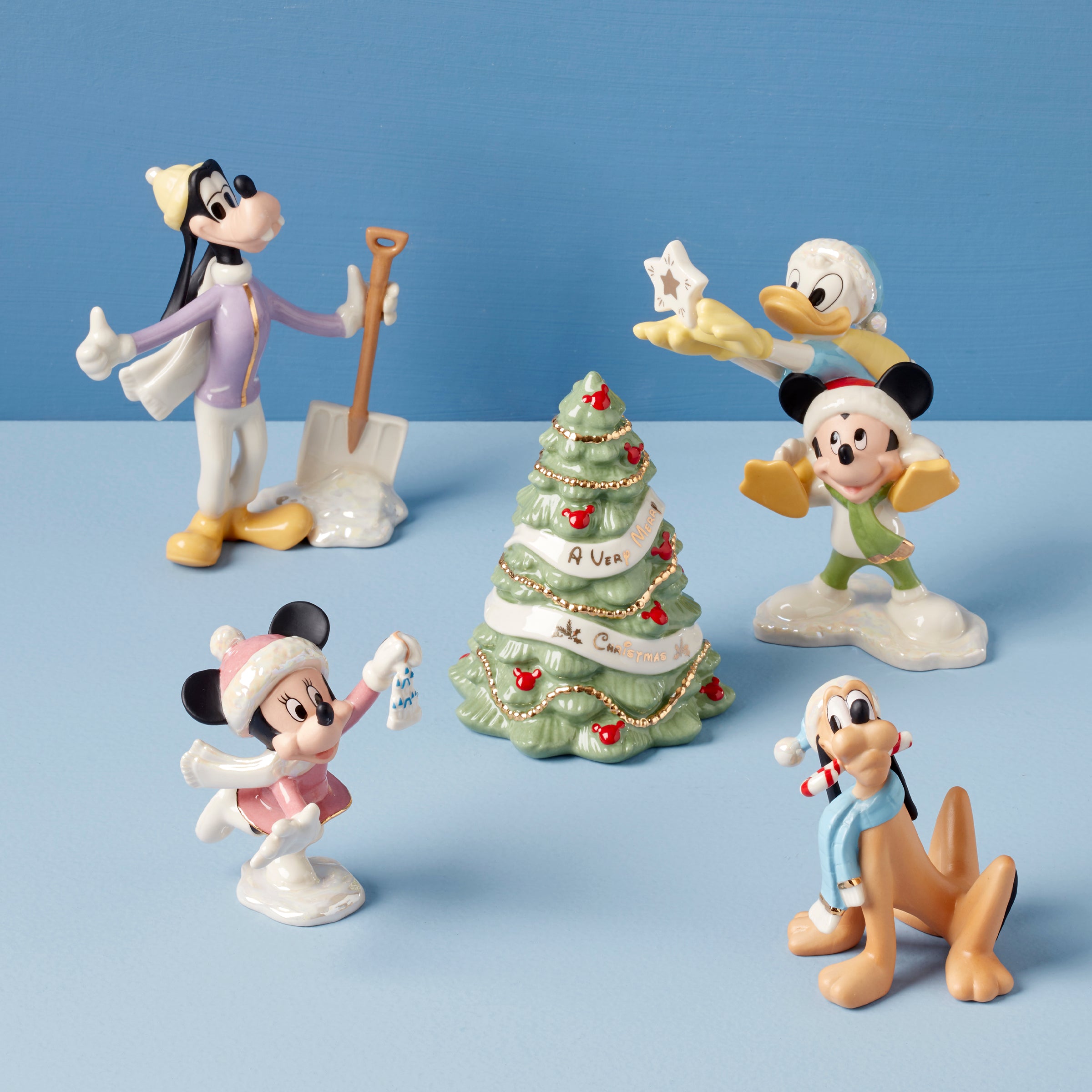 Disney Christmas Figurine Set - Mickey & Minnie Mouse 5-Piece Collection