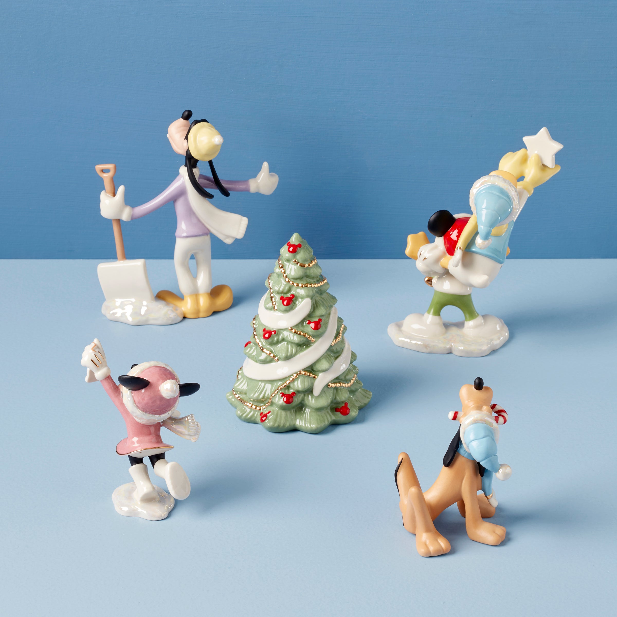 Disney Christmas Figurine Set - Mickey & Minnie Mouse 5-Piece Collection