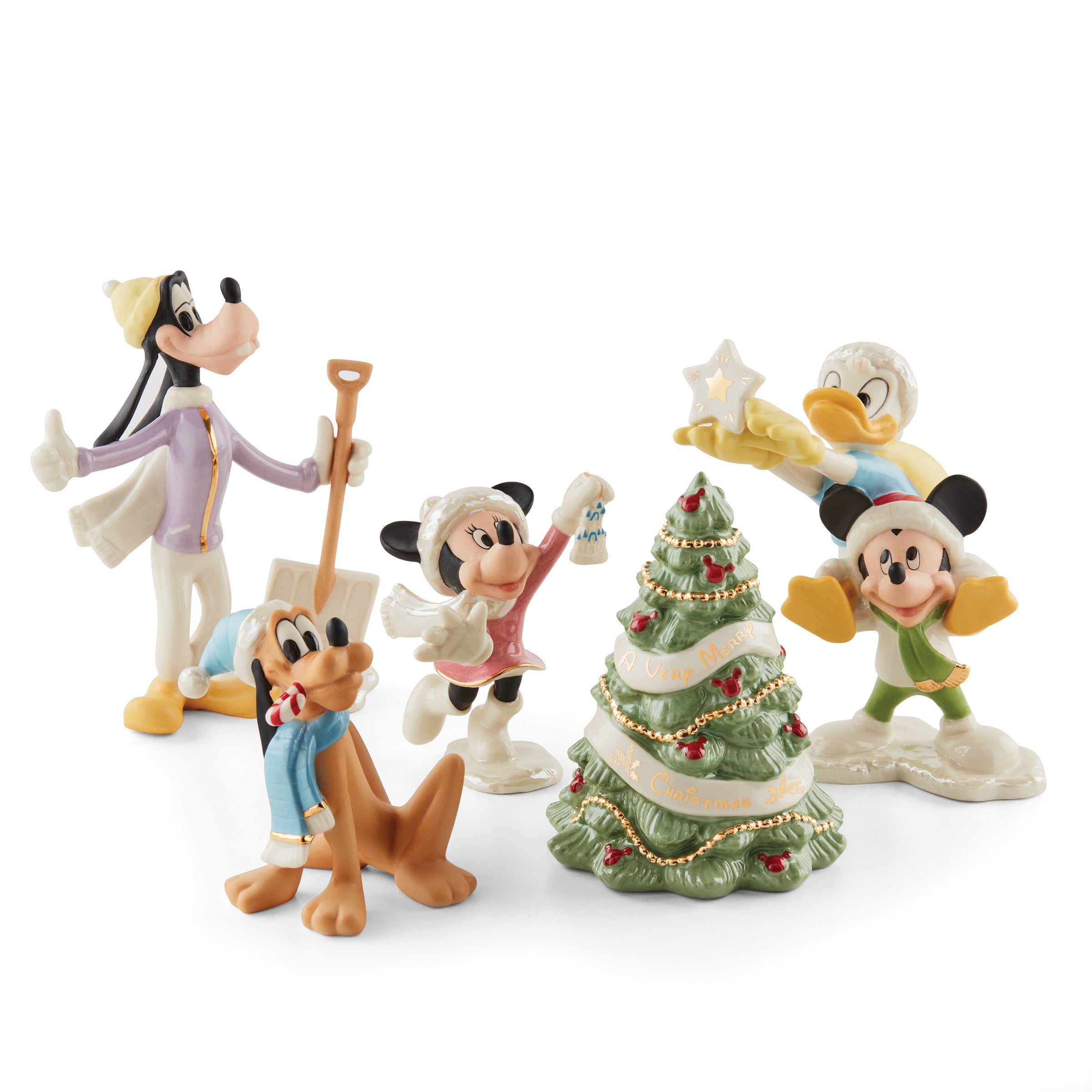 Disney Christmas Figurine Set - Mickey & Minnie Mouse 5-Piece Collection