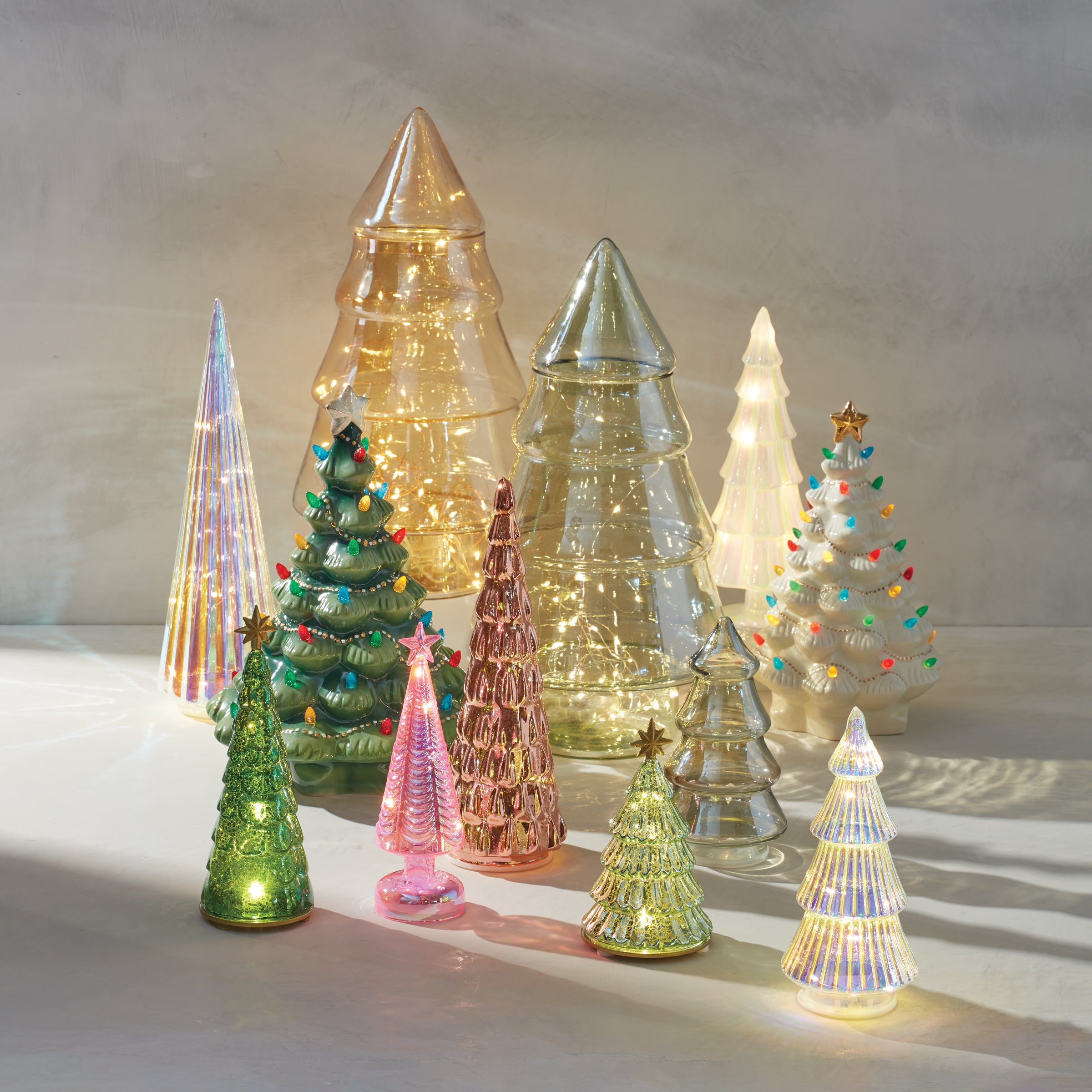 Lit Jewel Tone Christmas Tree with Shining Gold Star – Radiant Holiday Decor